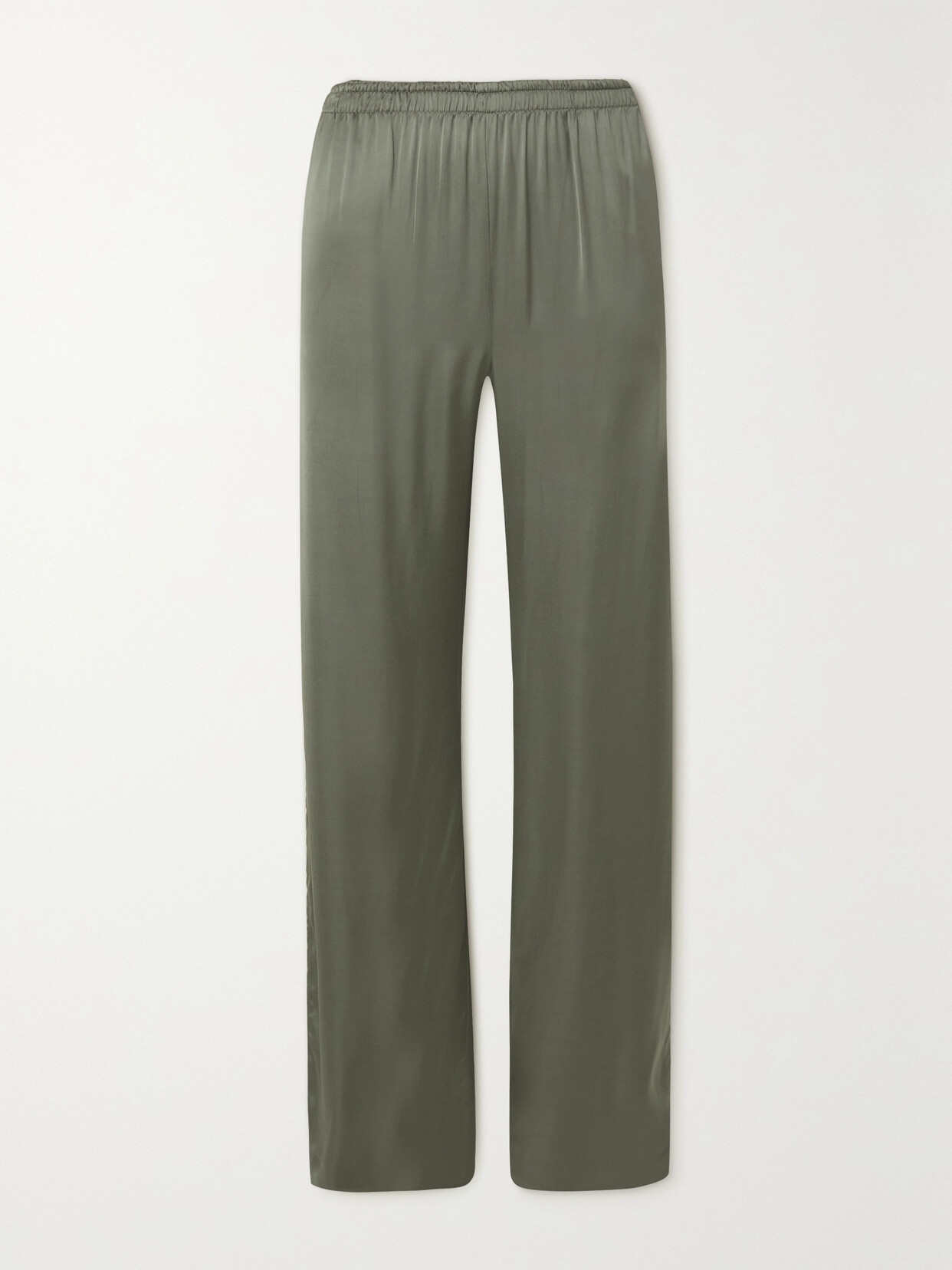 Vince Satin-twill Straight-leg Pants In Green