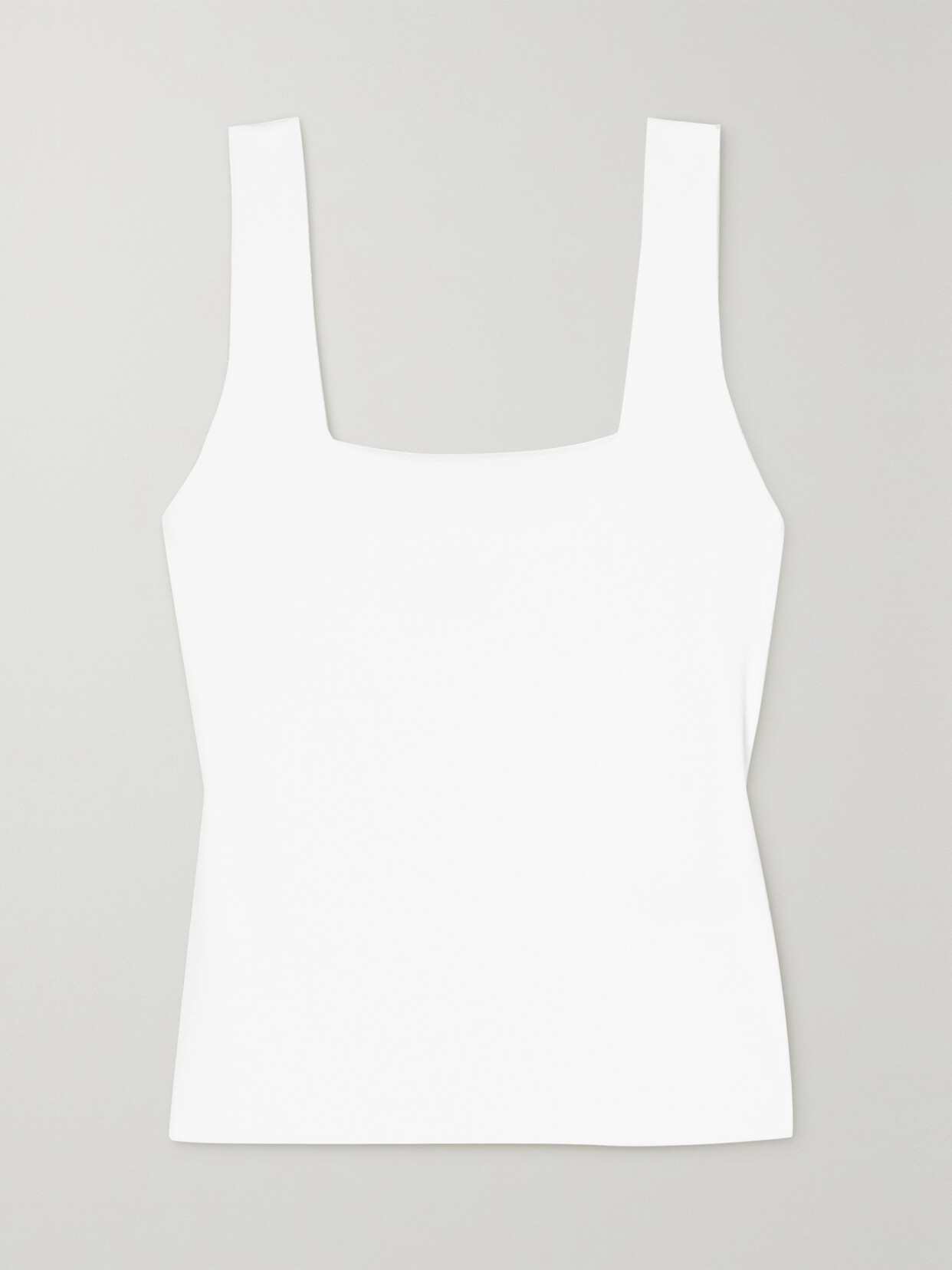 Vince Ribbed Square Neck Tank In Off-white