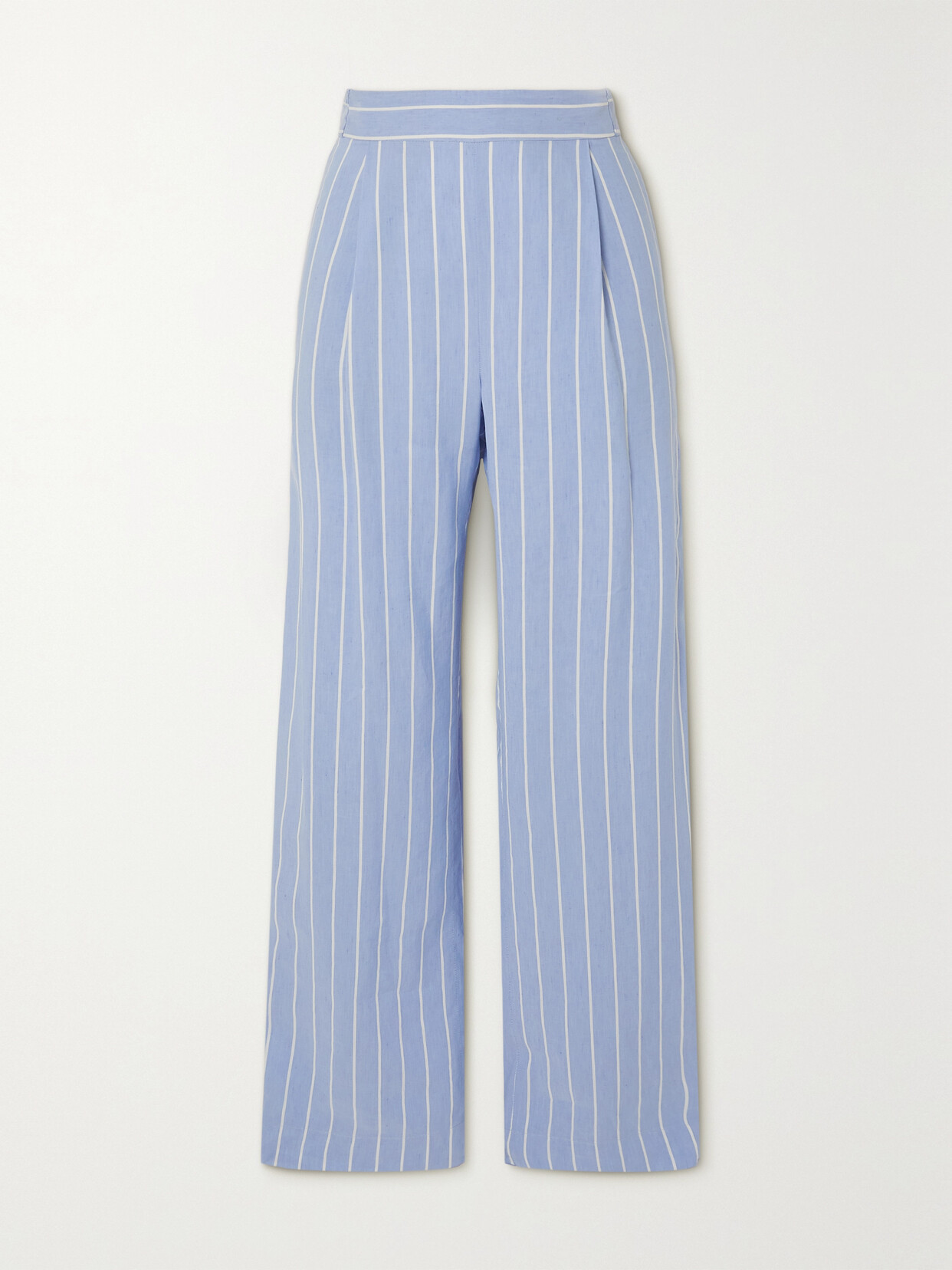 Shop Vince Striped Woven Wide-leg Pants In Blue