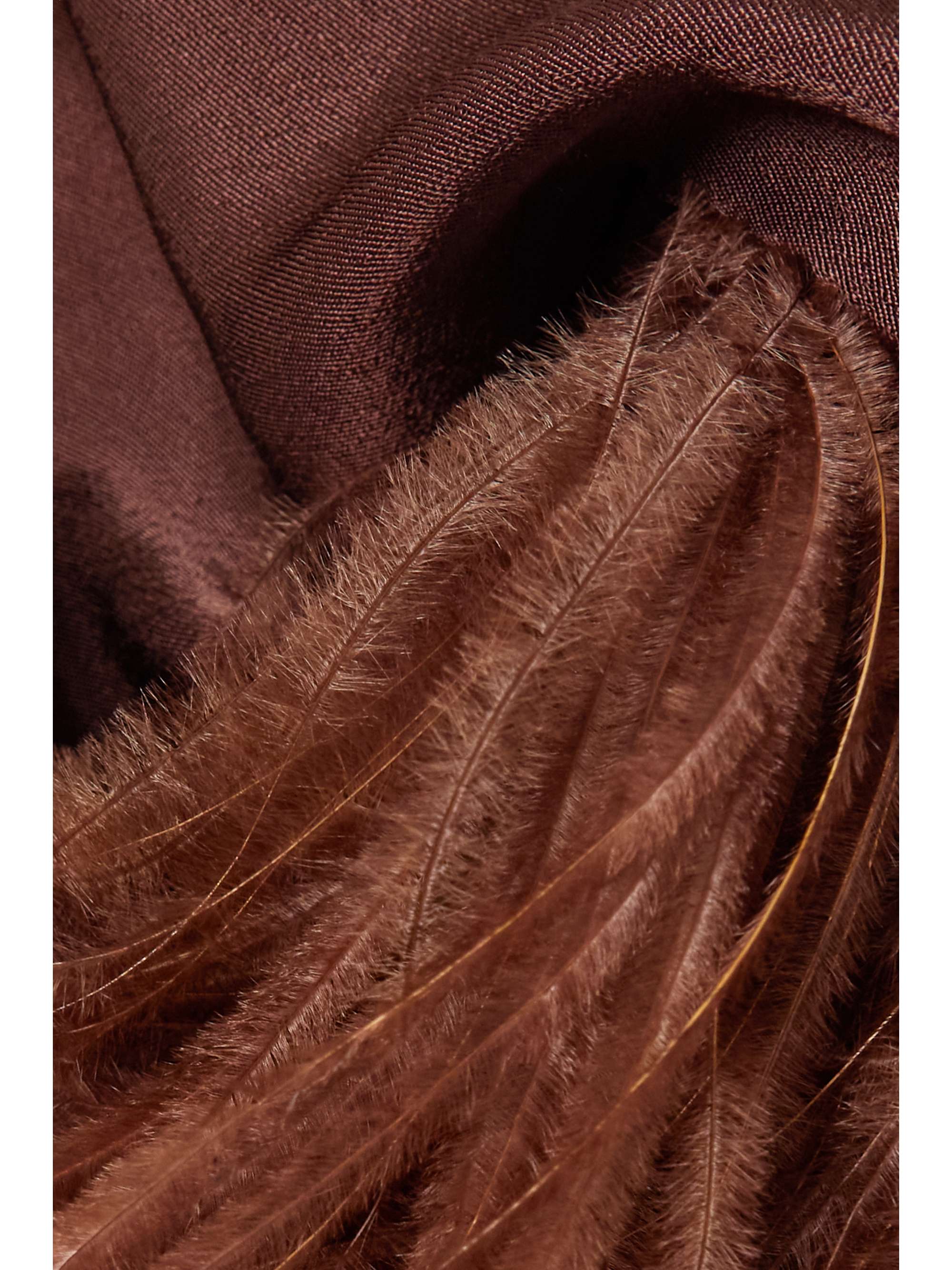 VINCE Feather-trimmed satin halterneck maxi dress