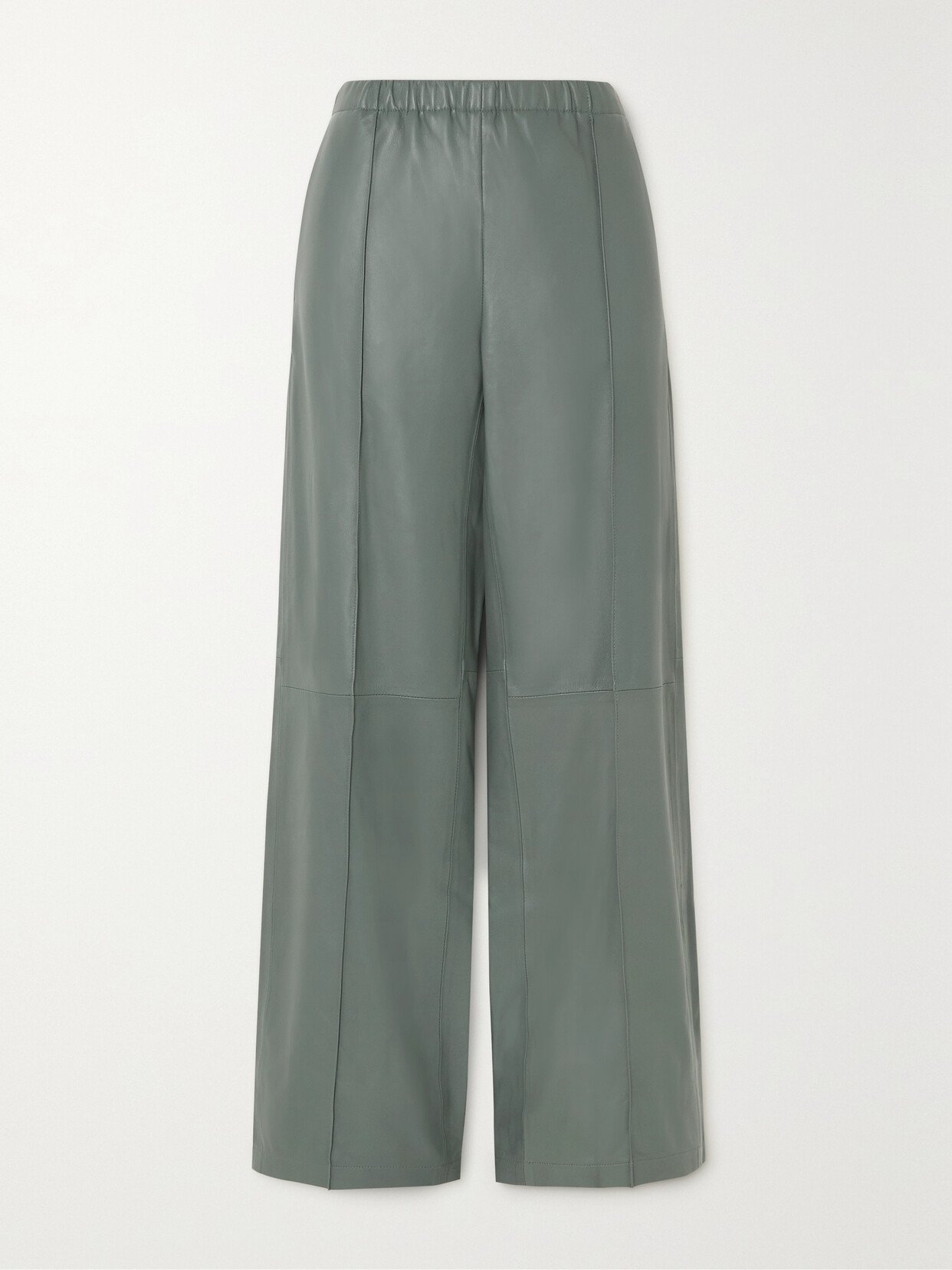 Vince Paneled Leather Wide-leg Pants - Green