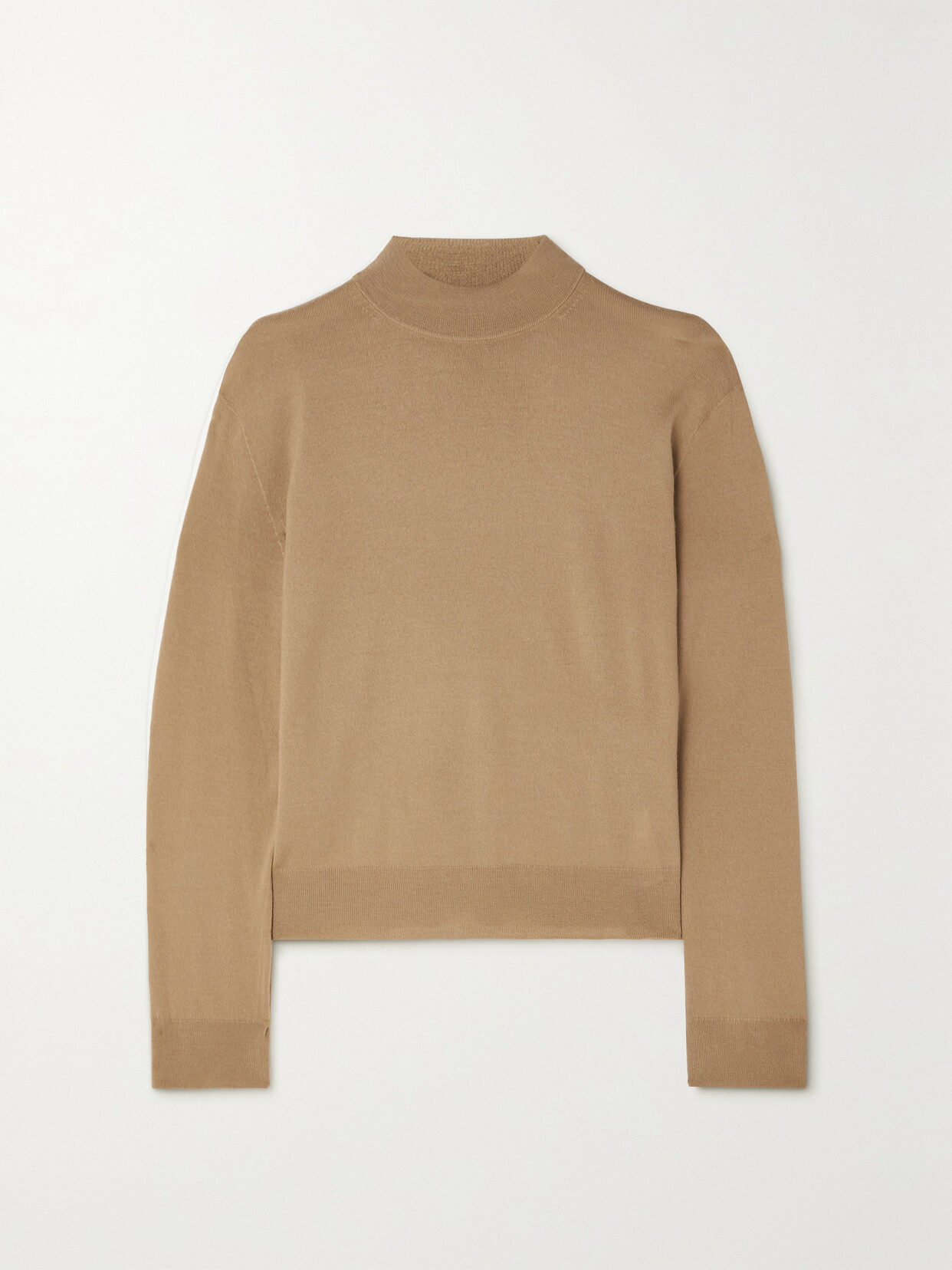 Vince Fine Gauge Seamless Mock Neck Wool Sweater In Neutrals