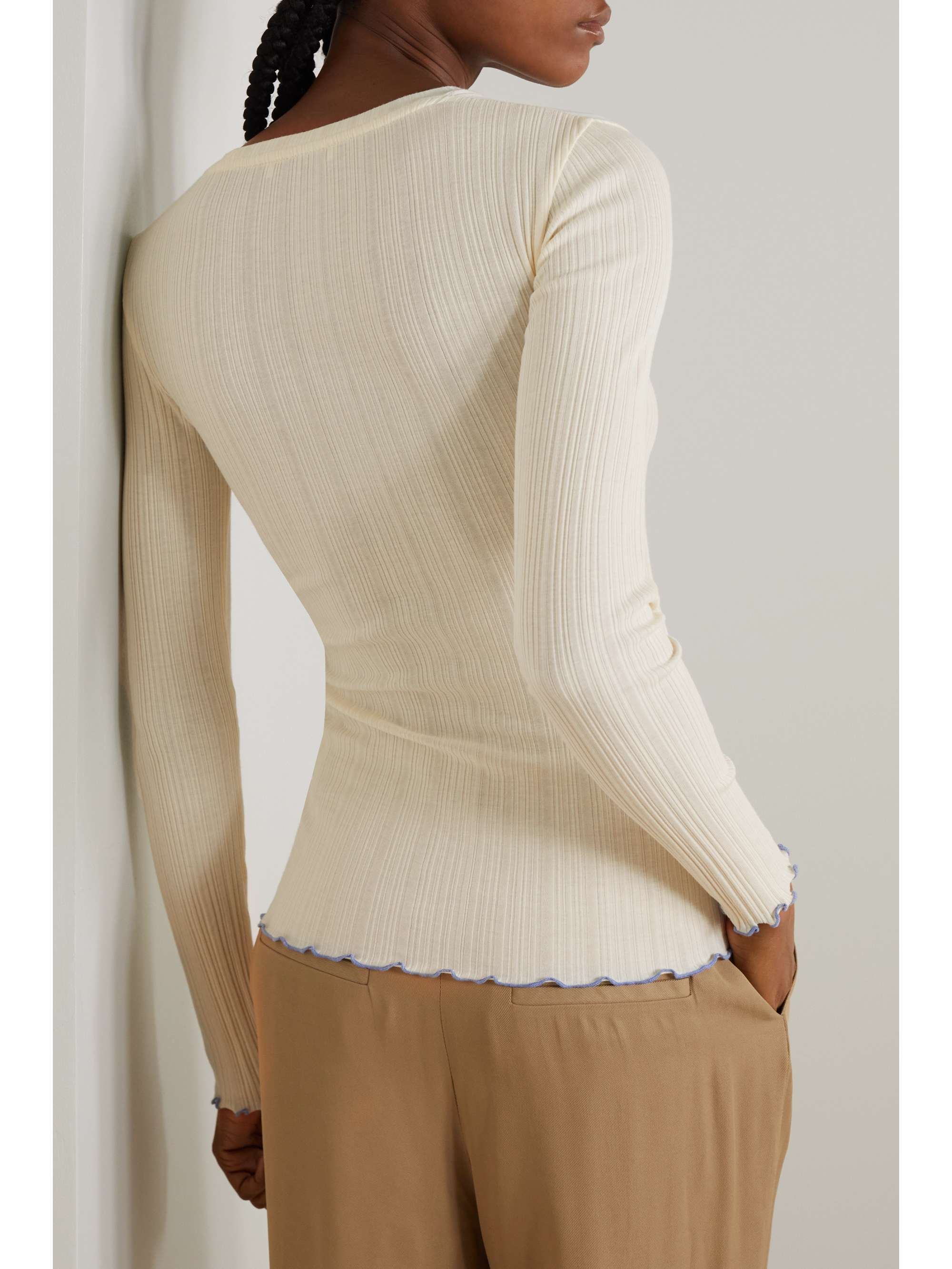 VINCE Ribbed Pima cotton and modal-blend T-shirt