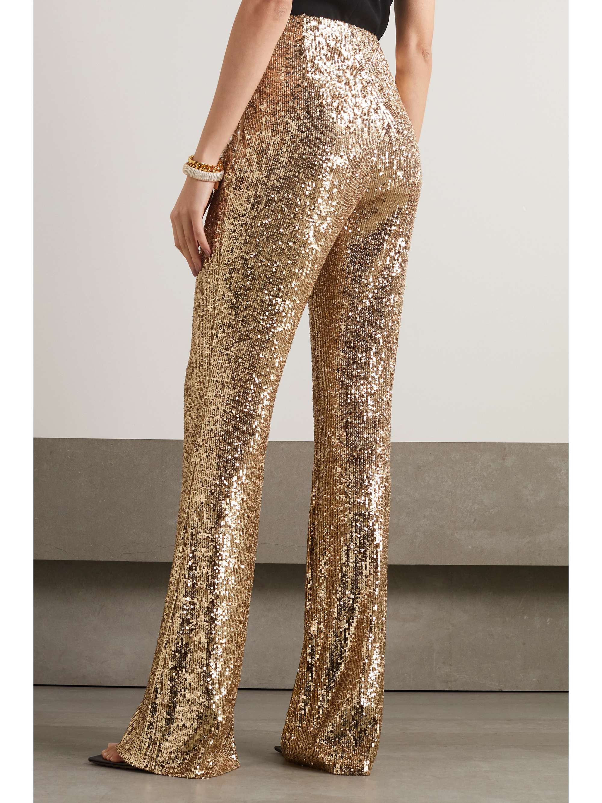 AKRIS Sequined stretch-tulle flared pants