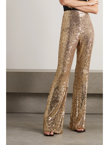 AKRIS Sequined stretch-tulle flared pants