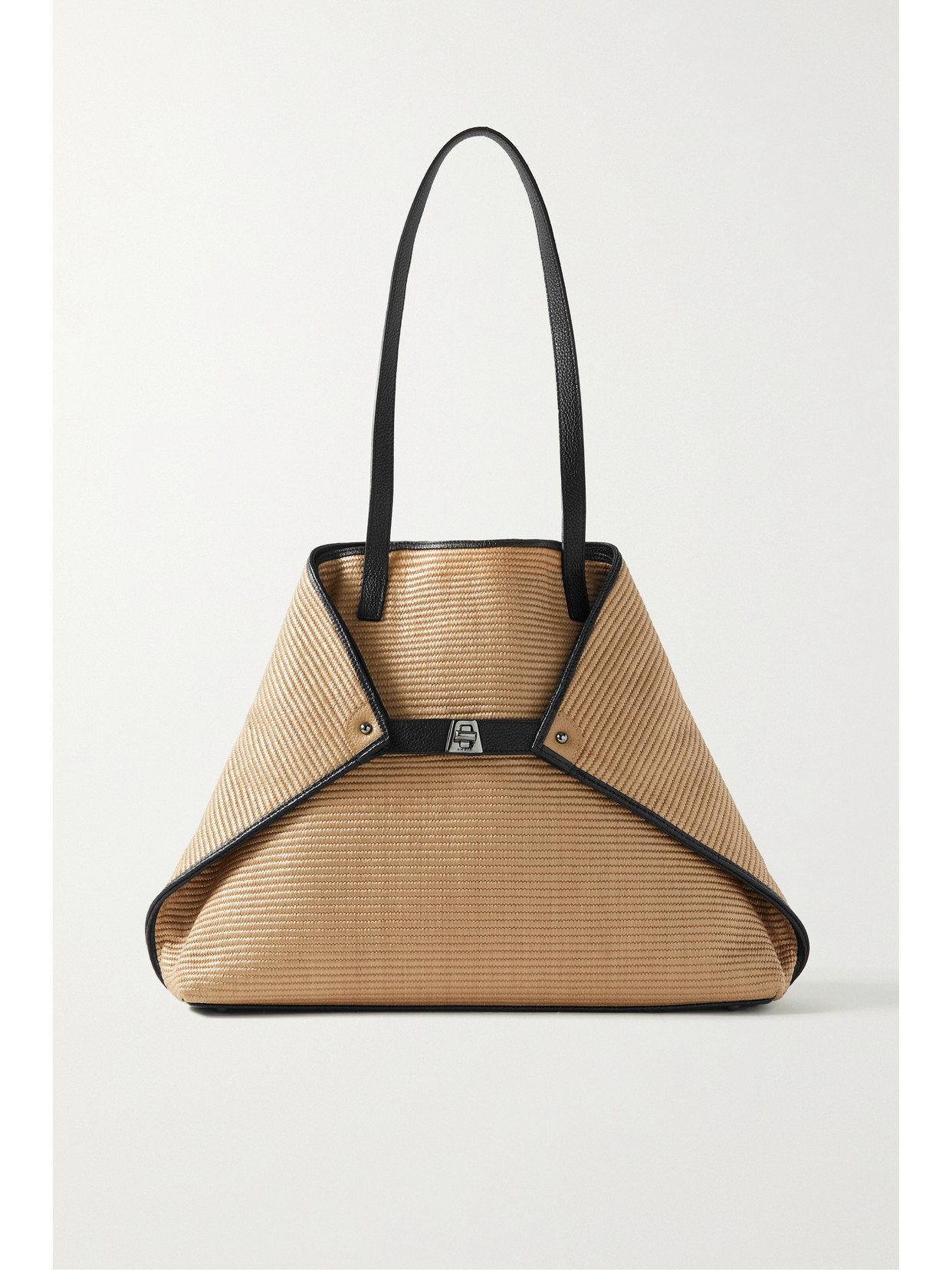 Akris - Ai Medium Leather-trimmed Raffia Shoulder Bag - Brown