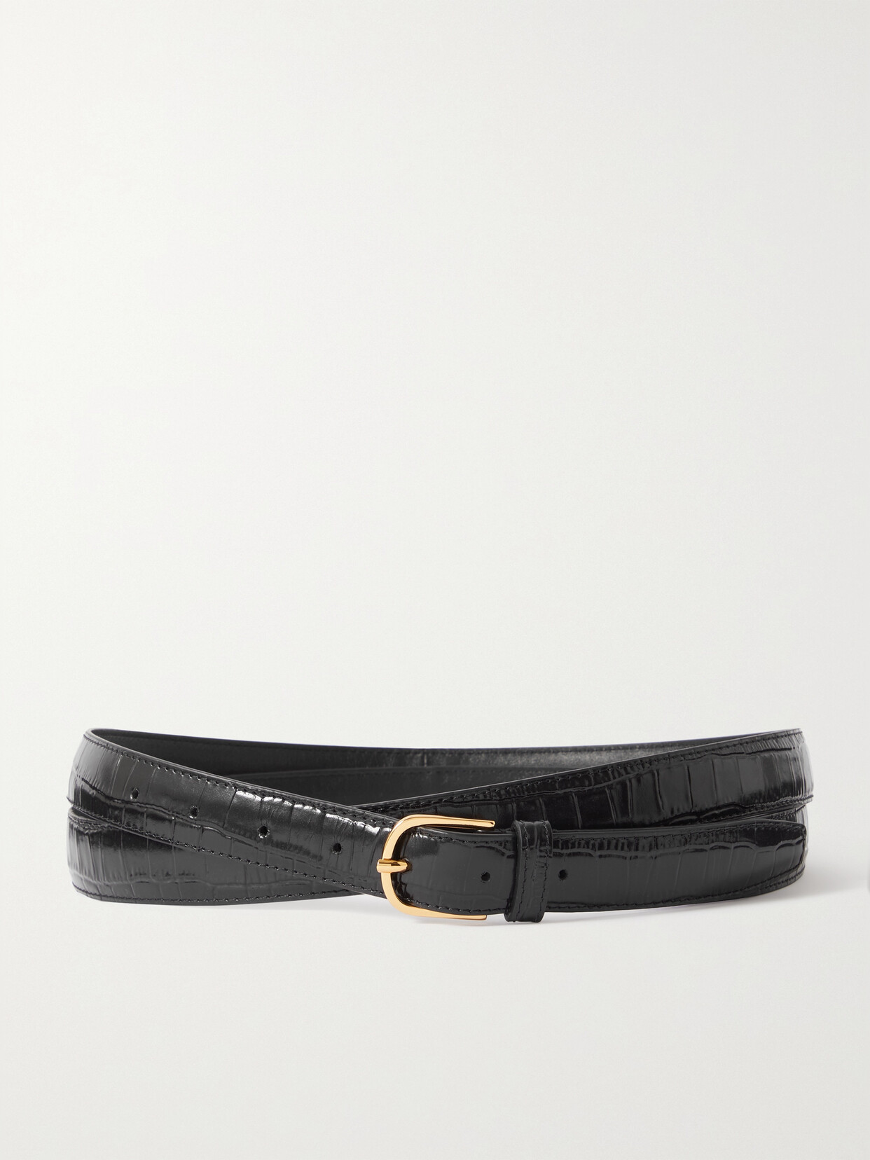 Totême Croc-effect Leather Belt In Black