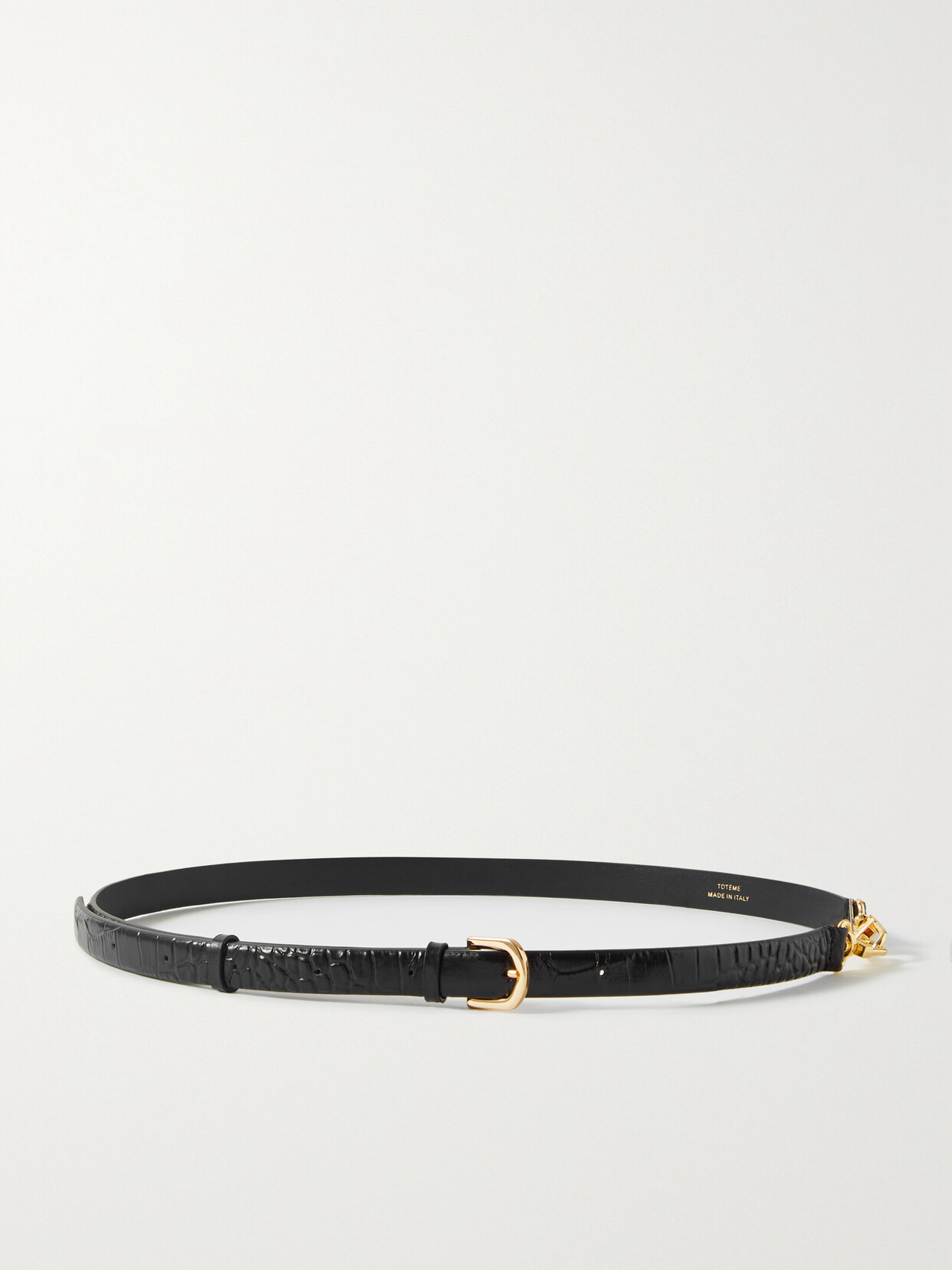 TOTEME - Snake-effect Leather Waist Belt - Black