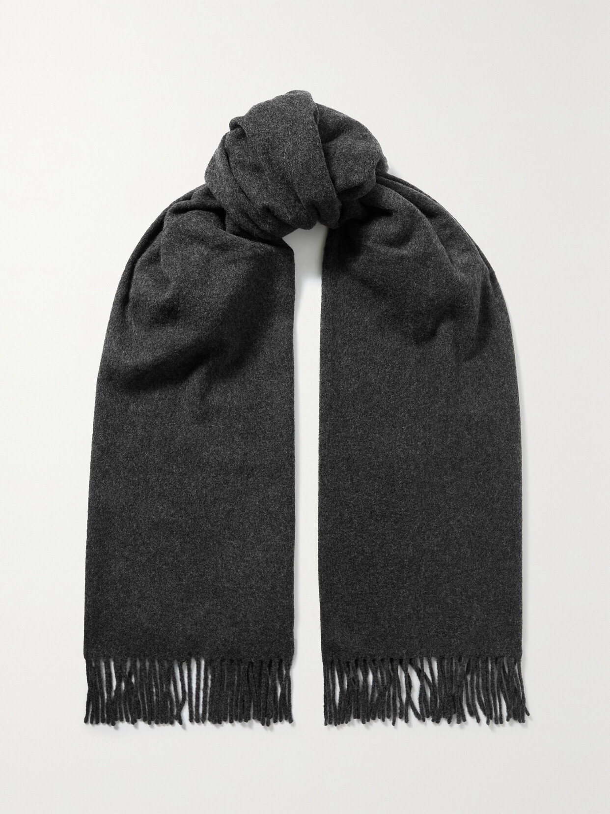 Shop Totême Fringed Wool Scarf In Gray