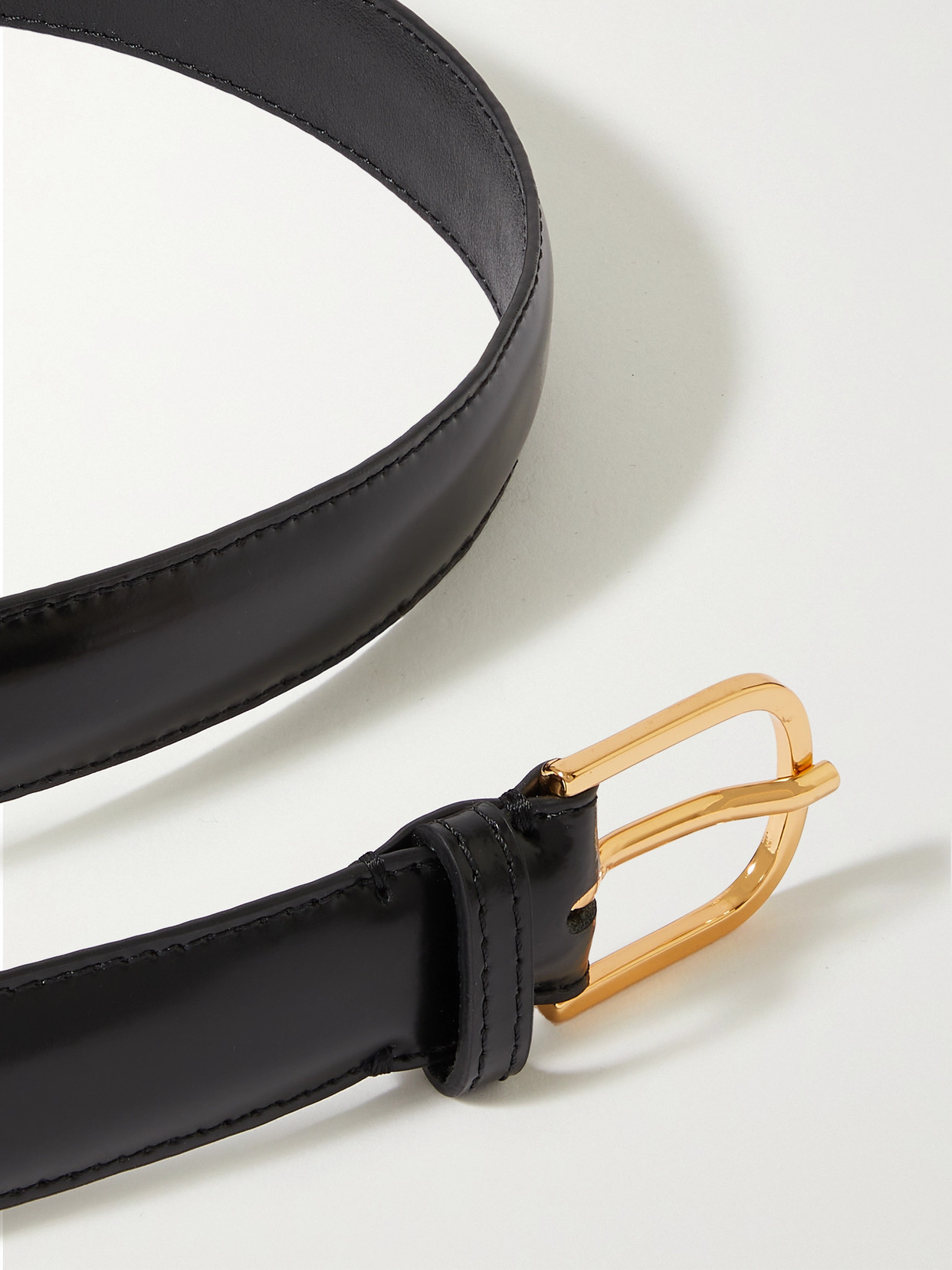 Shop Totême Glossed-leather Belt In Black