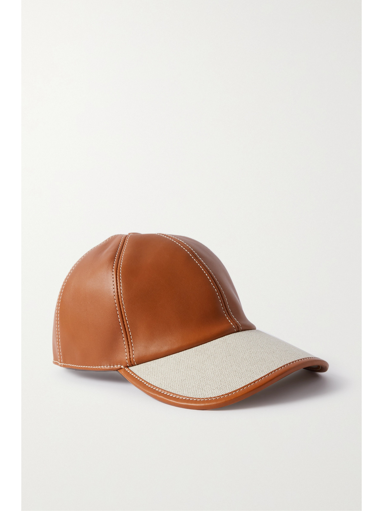 Loro Piana - Cotton And Linen-blend Canvas-trimmed Leather Baseball Cap - Brown