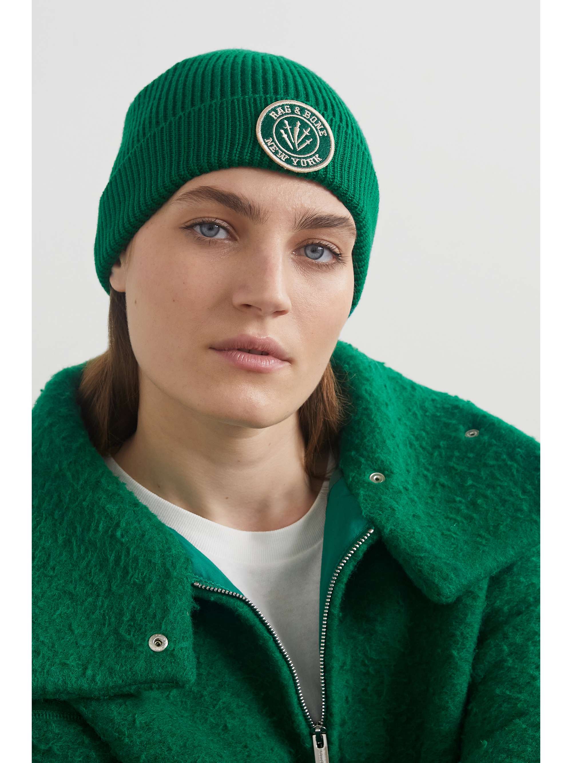 RAG & BONE Charlie appliquéd ribbed wool-blend beanie