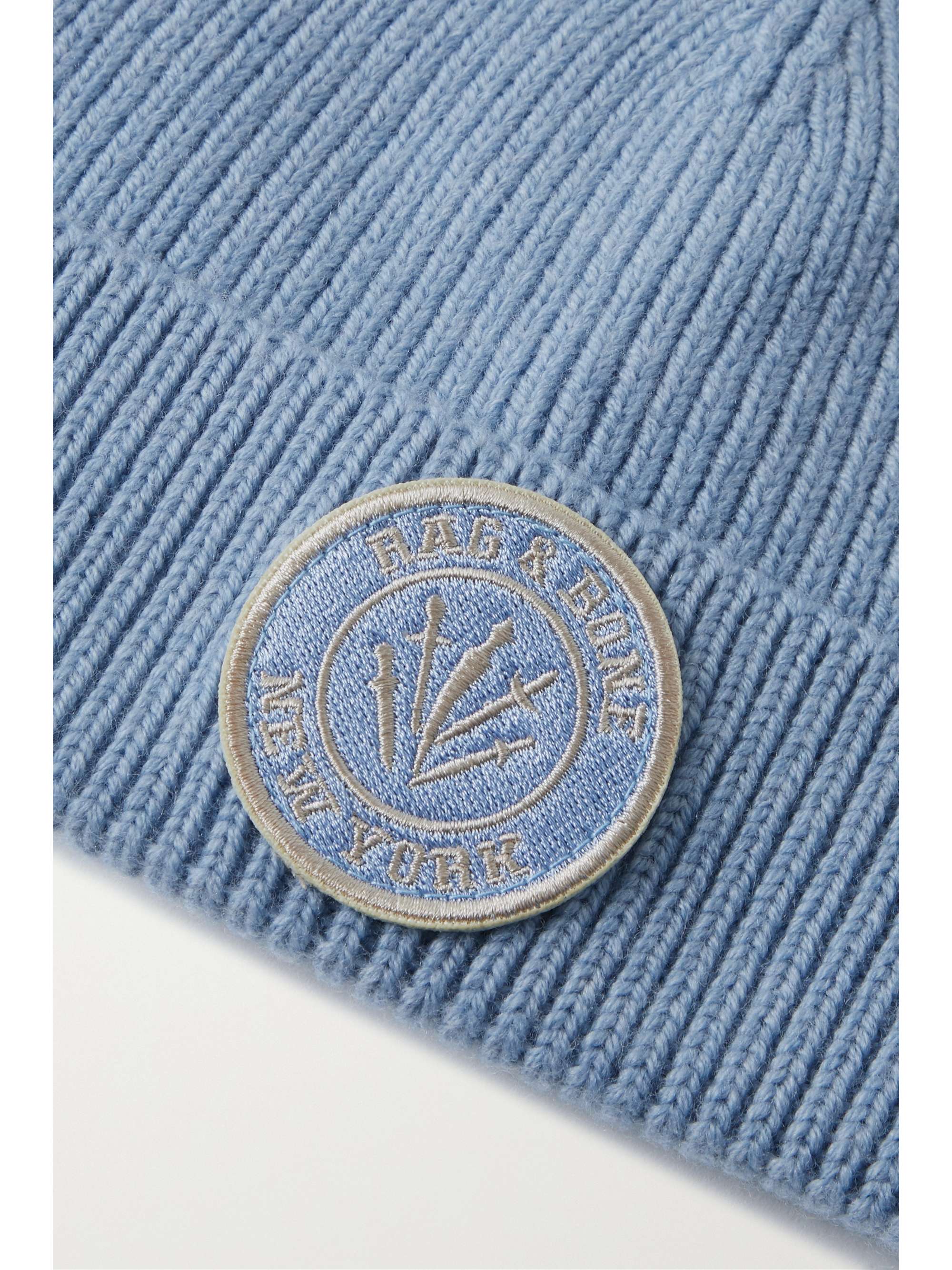 RAG & BONE Charlie appliquéd ribbed wool-blend beanie
