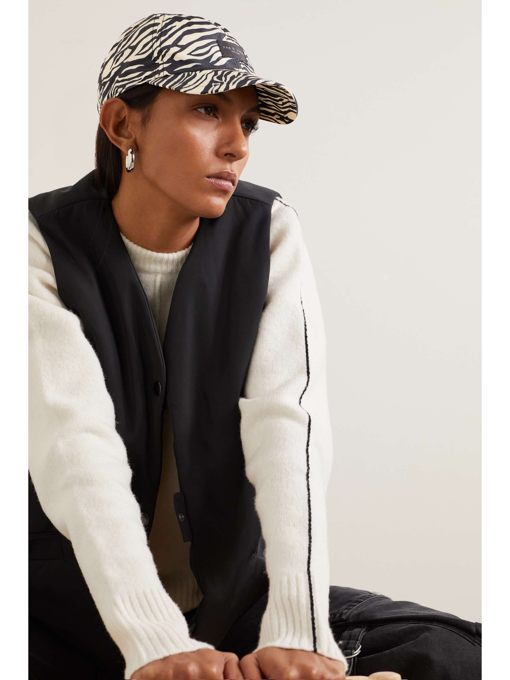 RAG & BONE Addison zebra-print recycled-shell baseball cap