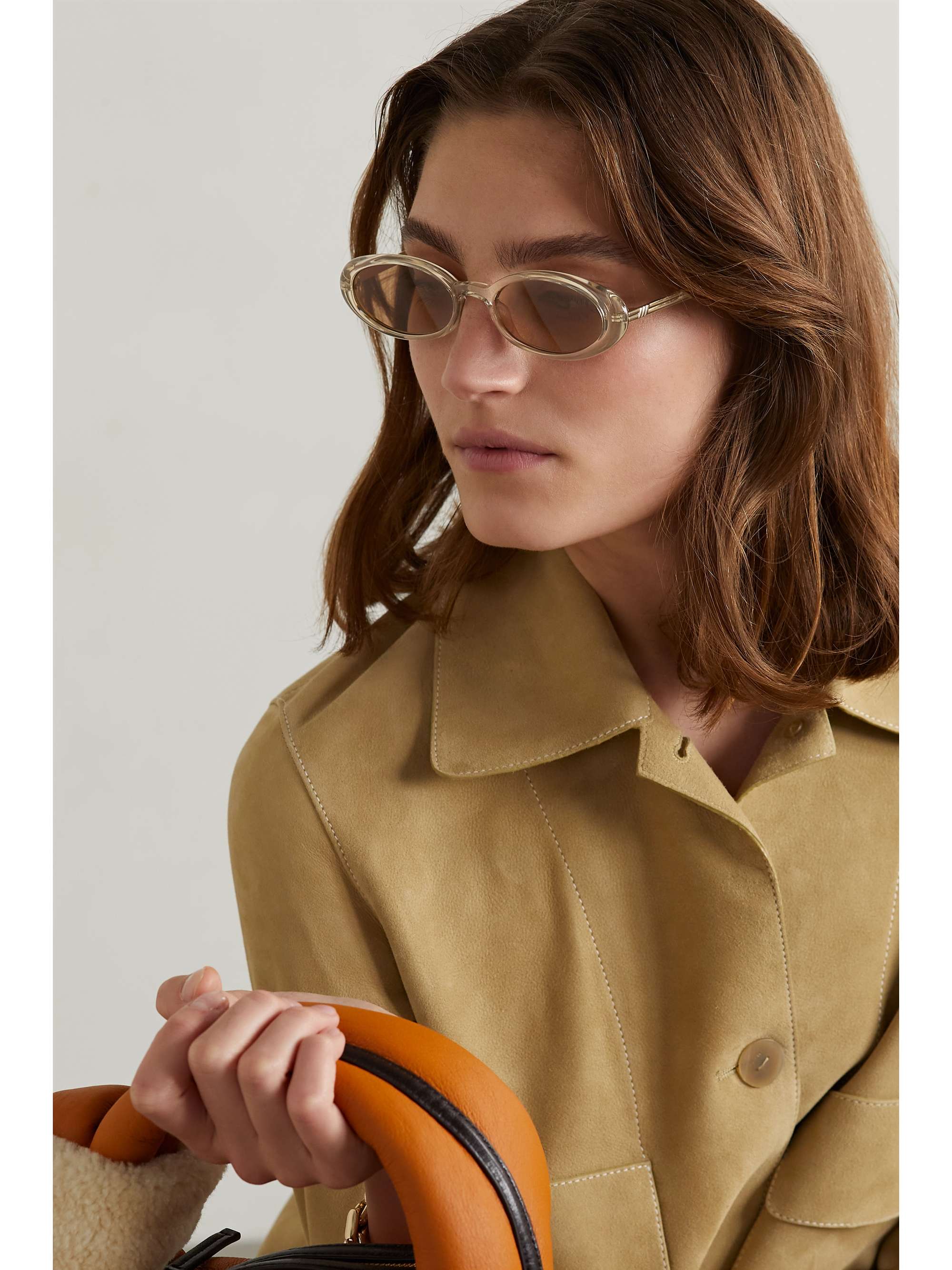 LE SPECS Magnifique ovalframe acetate and goldtone sunglasses NETA