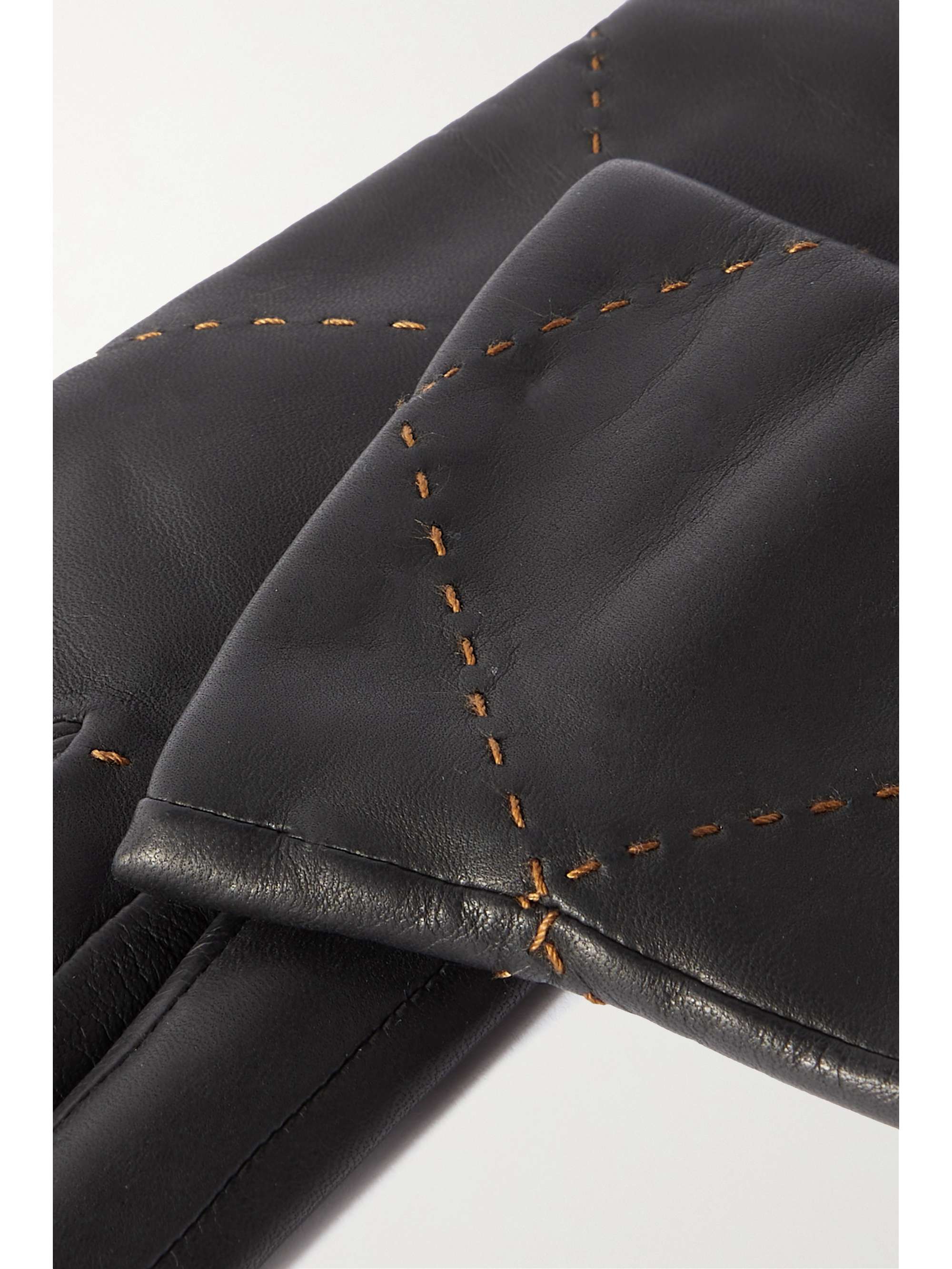 AGNELLE Cashmere-lined embroidered leather gloves