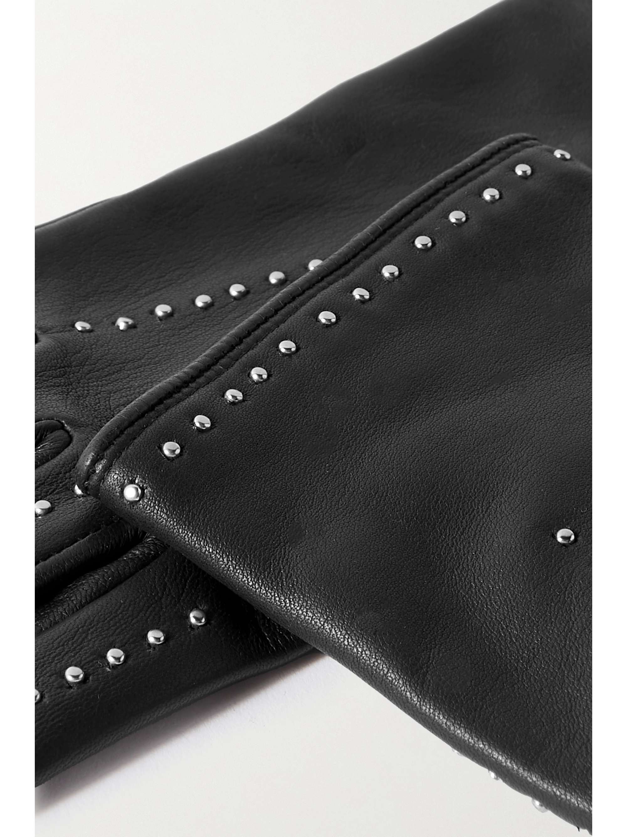 AGNELLE Stud-embellished leather gloves