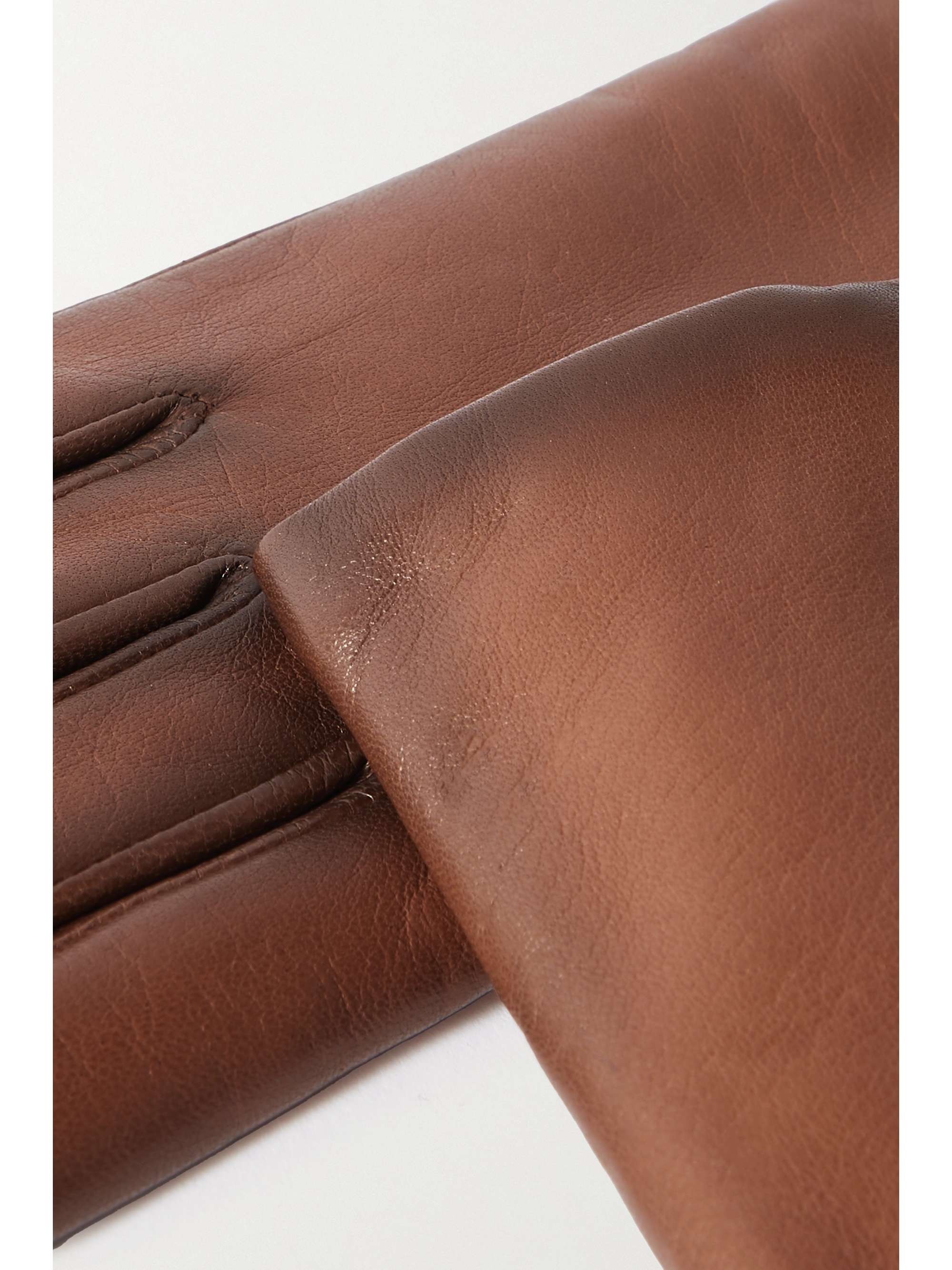 Agnelle Chloe Interwoven Leather Gloves - Brown