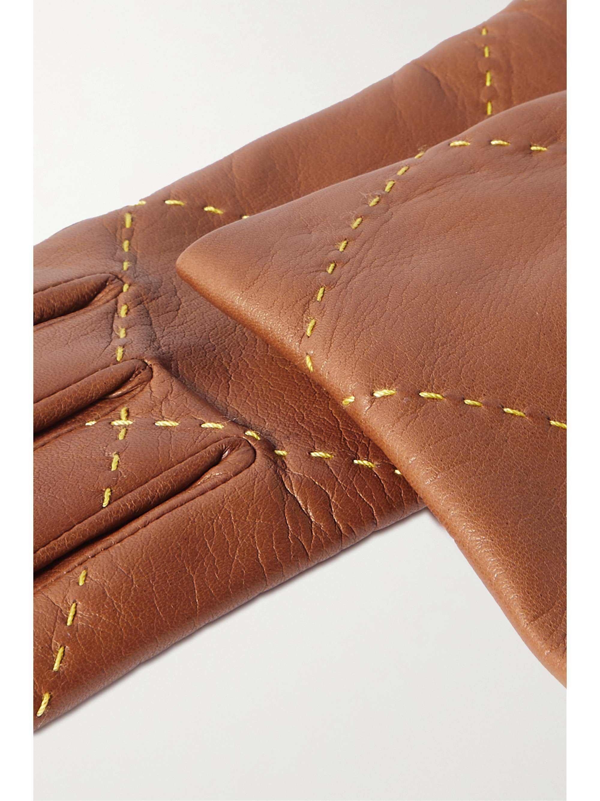 AGNELLE Cashmere-lined embroidered leather gloves