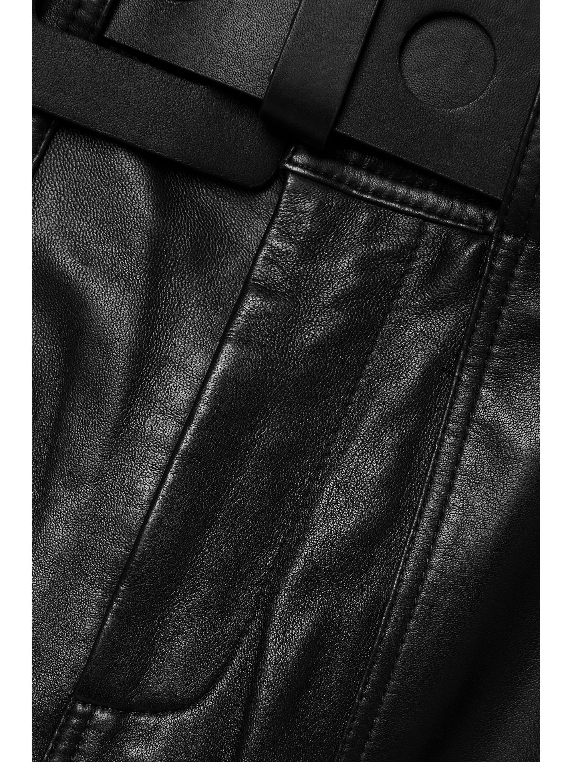 SEA Ayden belted leather midi skirt