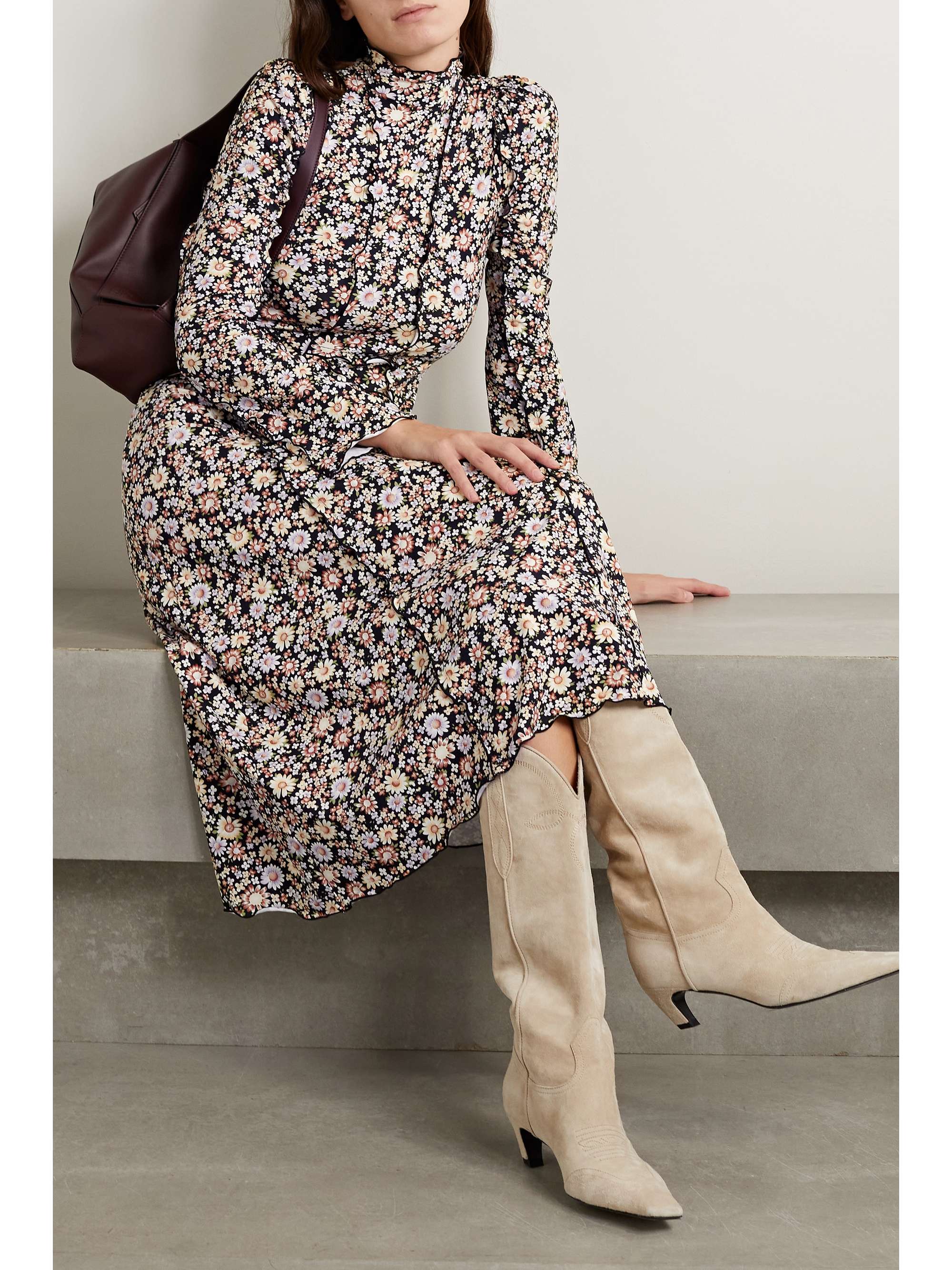 SEA Carson floral-print stretch-jersey midi dress