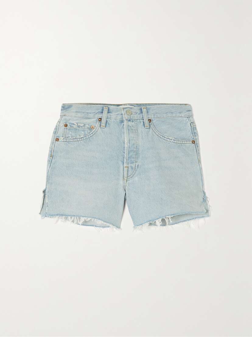 AGOLDE Parker Long Distressed Organic Denim Shorts