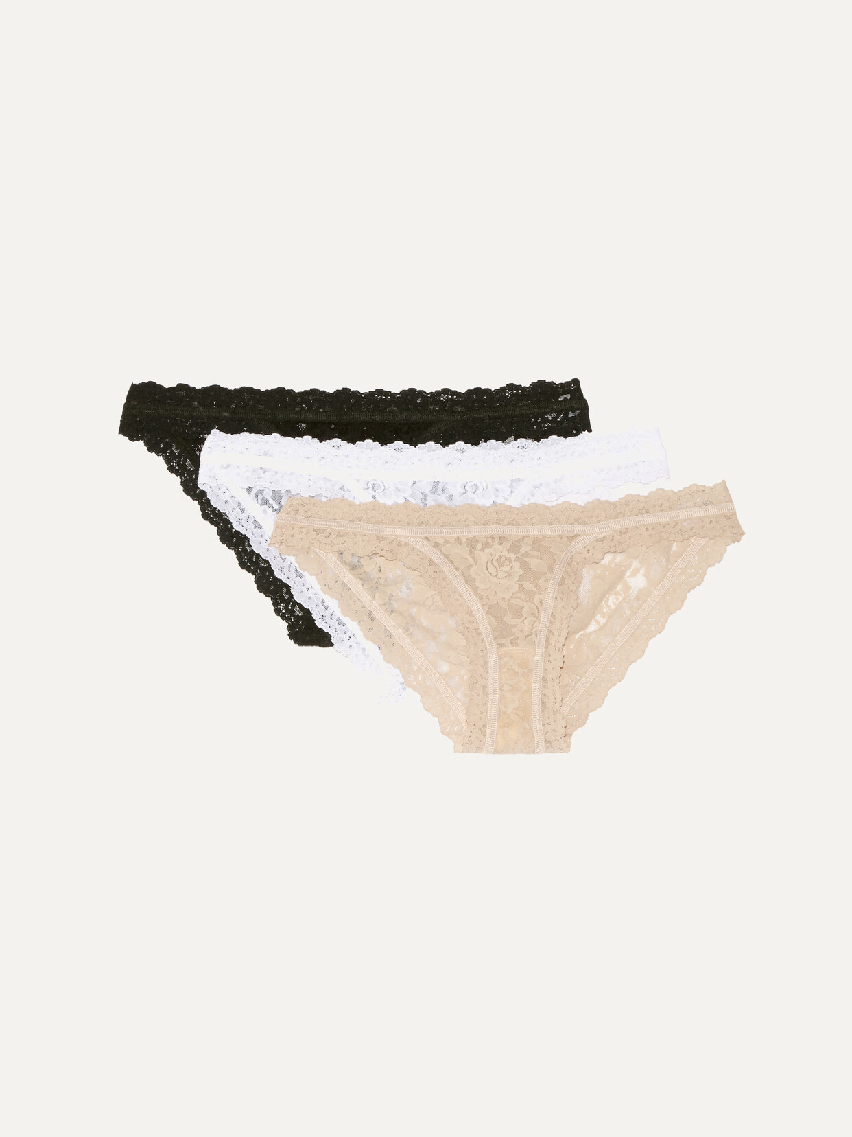 Hanky Panky Signature Set Of Three Stretch-lace Brazilian Briefs - Neutrals