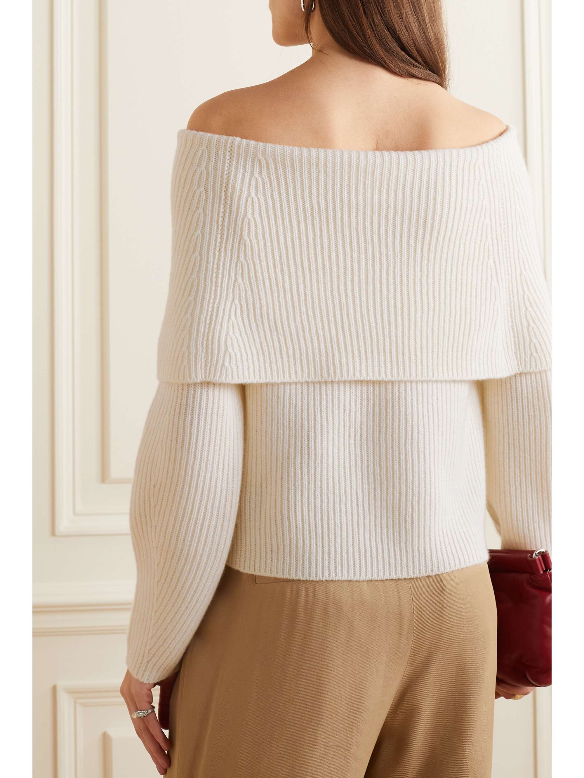 LISA YANG Mikaela off-the-shoulder ribbed cashmere sweater