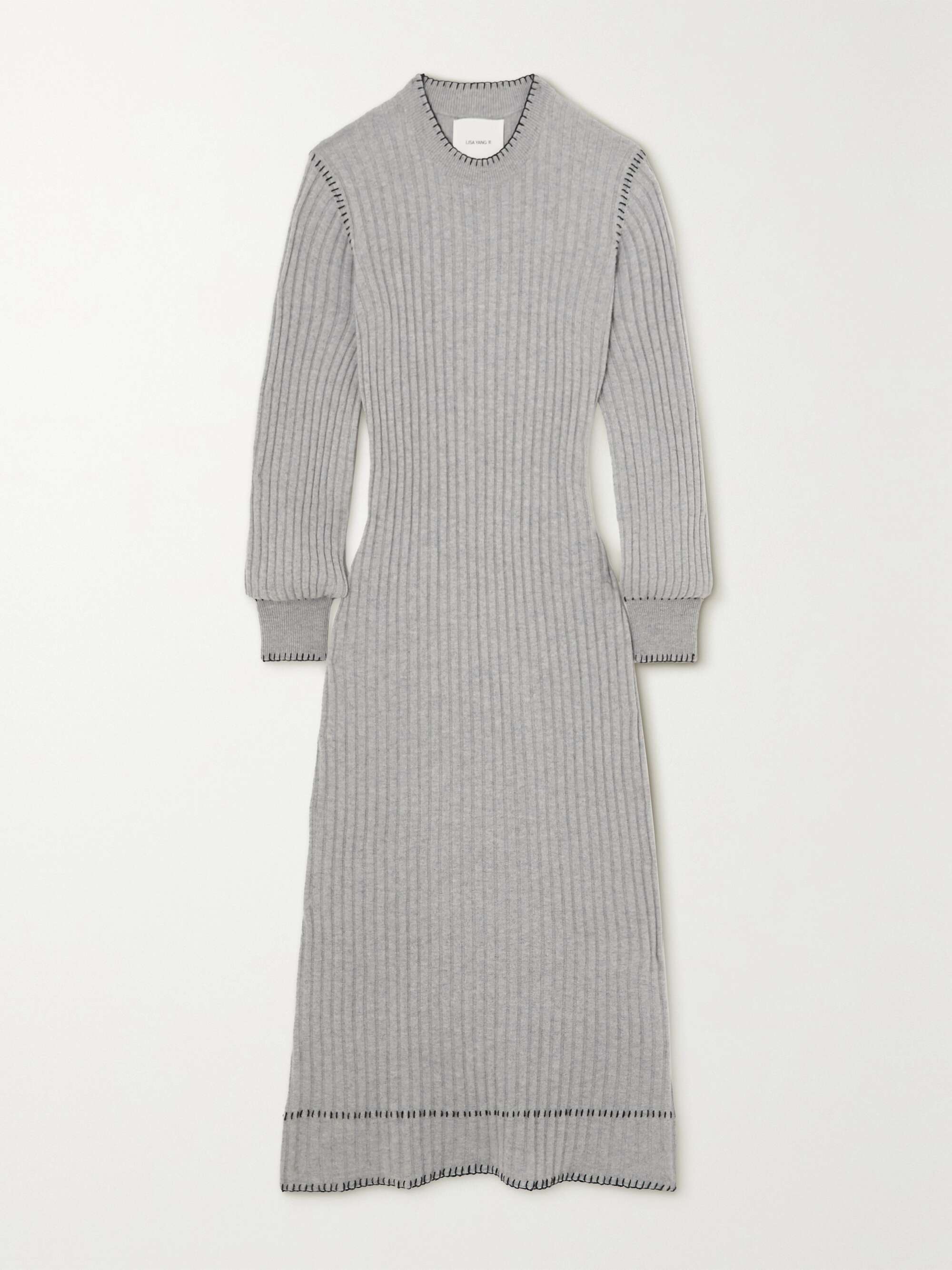 LISA YANG Nette whipstitched ribbed cashmere midi dress | NET-A-PORTER