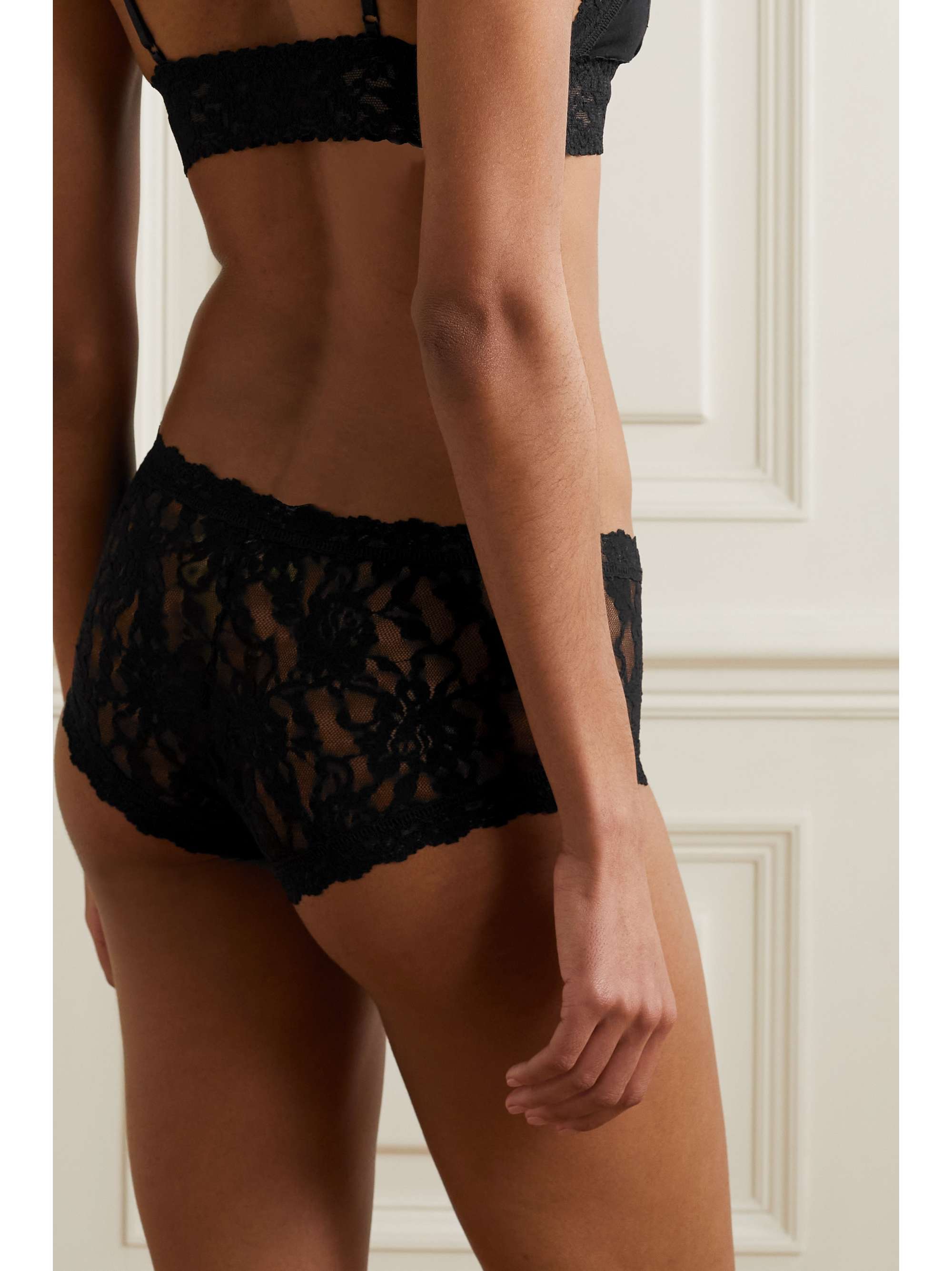Signature set of three stretch-lace boy shorts
