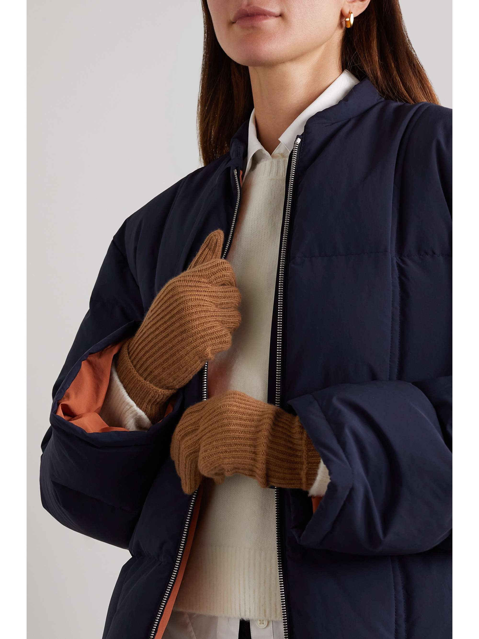ARCH4 + NET SUSTAIN Julian ribbed cashmere gloves