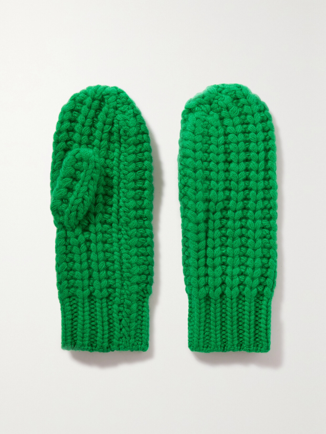 Arch4 - Vantaa Ribbed Cashmere Mittens - Green
