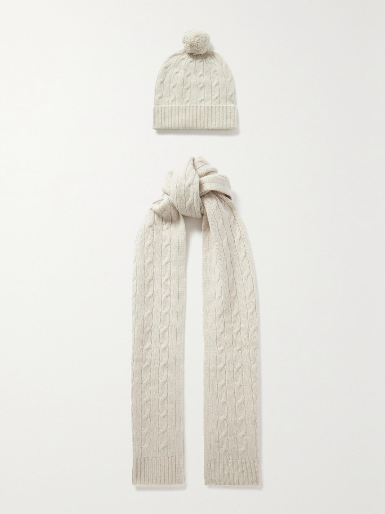 Arch4 - Tate And Barbican Cable-knit Cashmere Beanie And Scarf Set - Gray