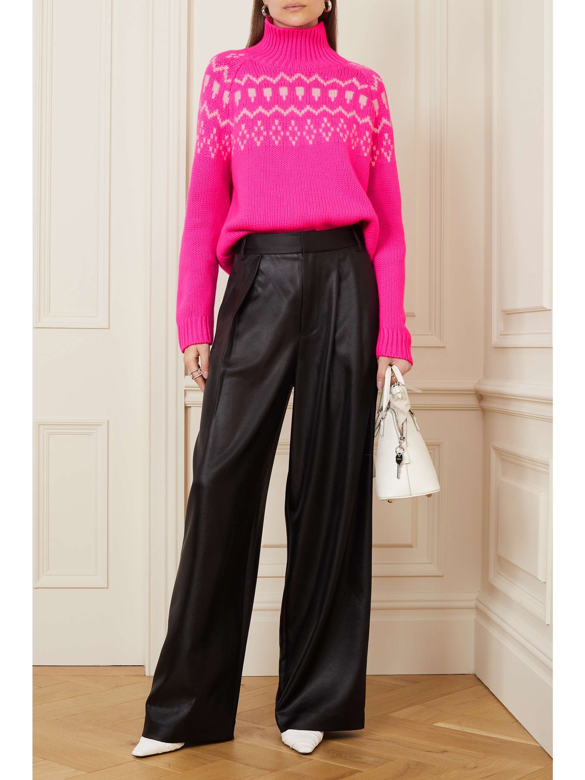 LISA YANG Nina Fair Isle neon cashmere turtleneck sweater