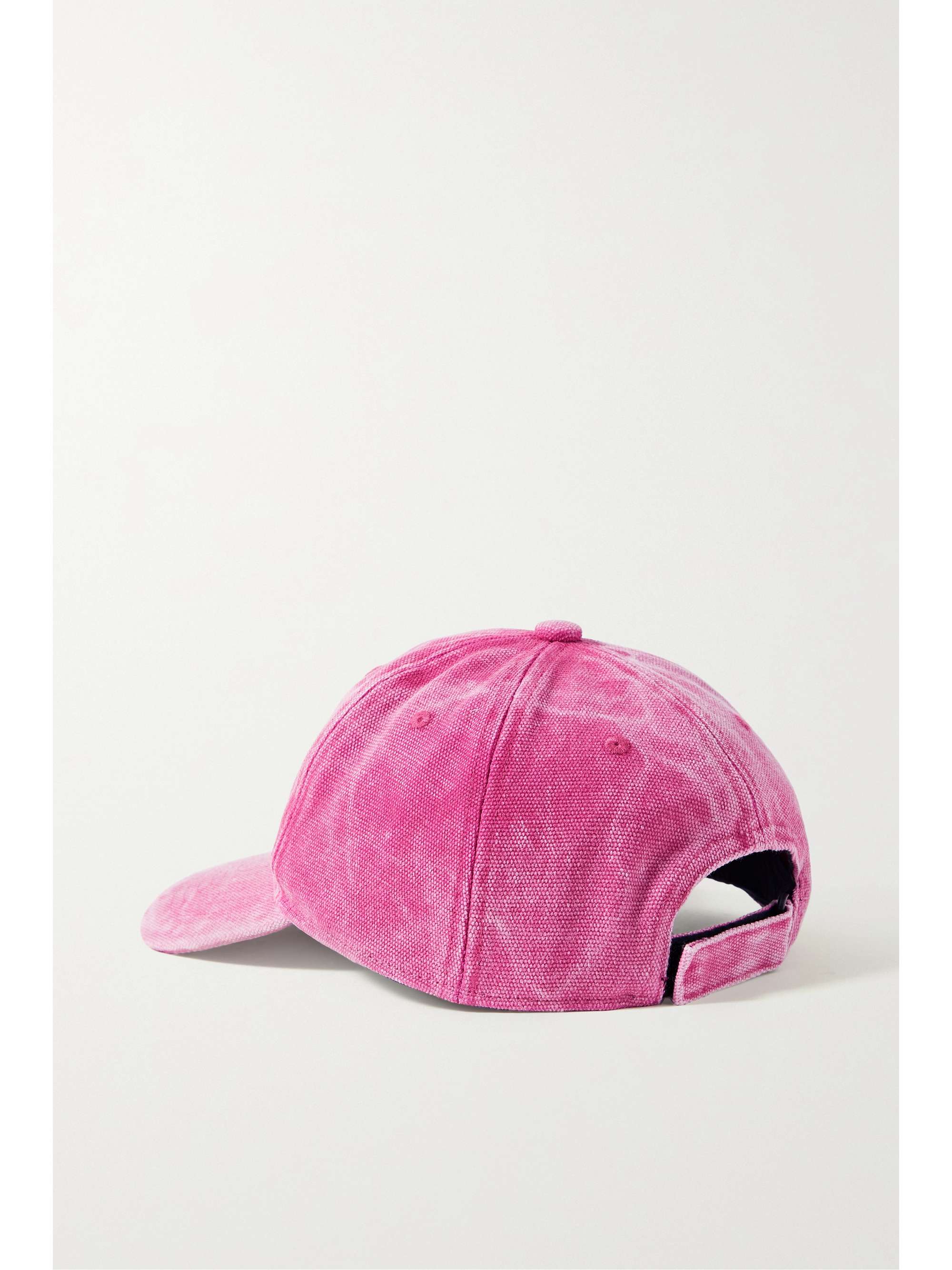 ACNE STUDIOS Leather-trimmed distressed cotton-canvas baseball cap