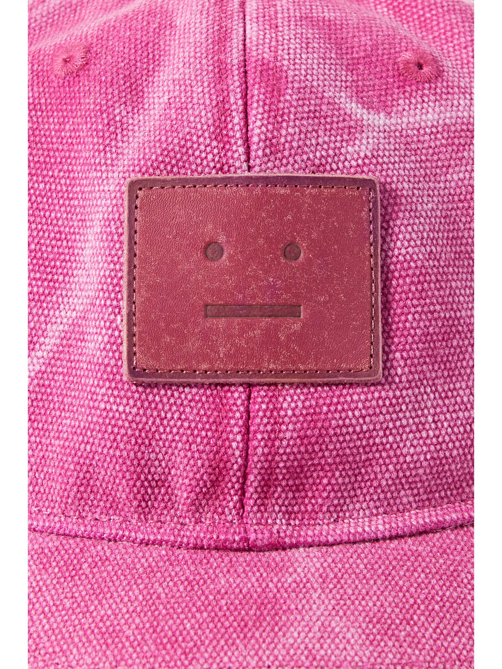 ACNE STUDIOS Leather-trimmed distressed cotton-canvas baseball cap