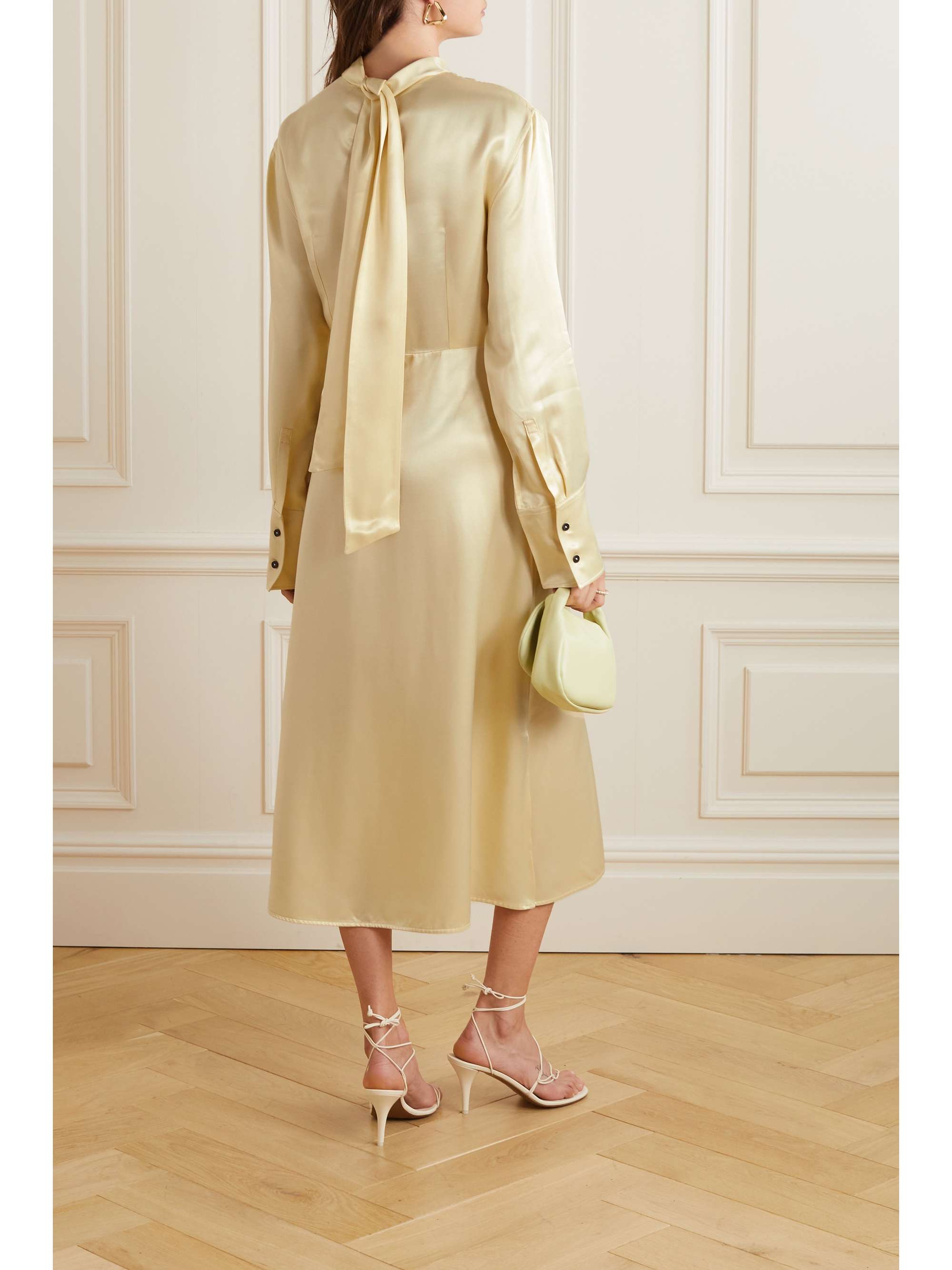 JIL SANDER Tie-neck satin midi dress