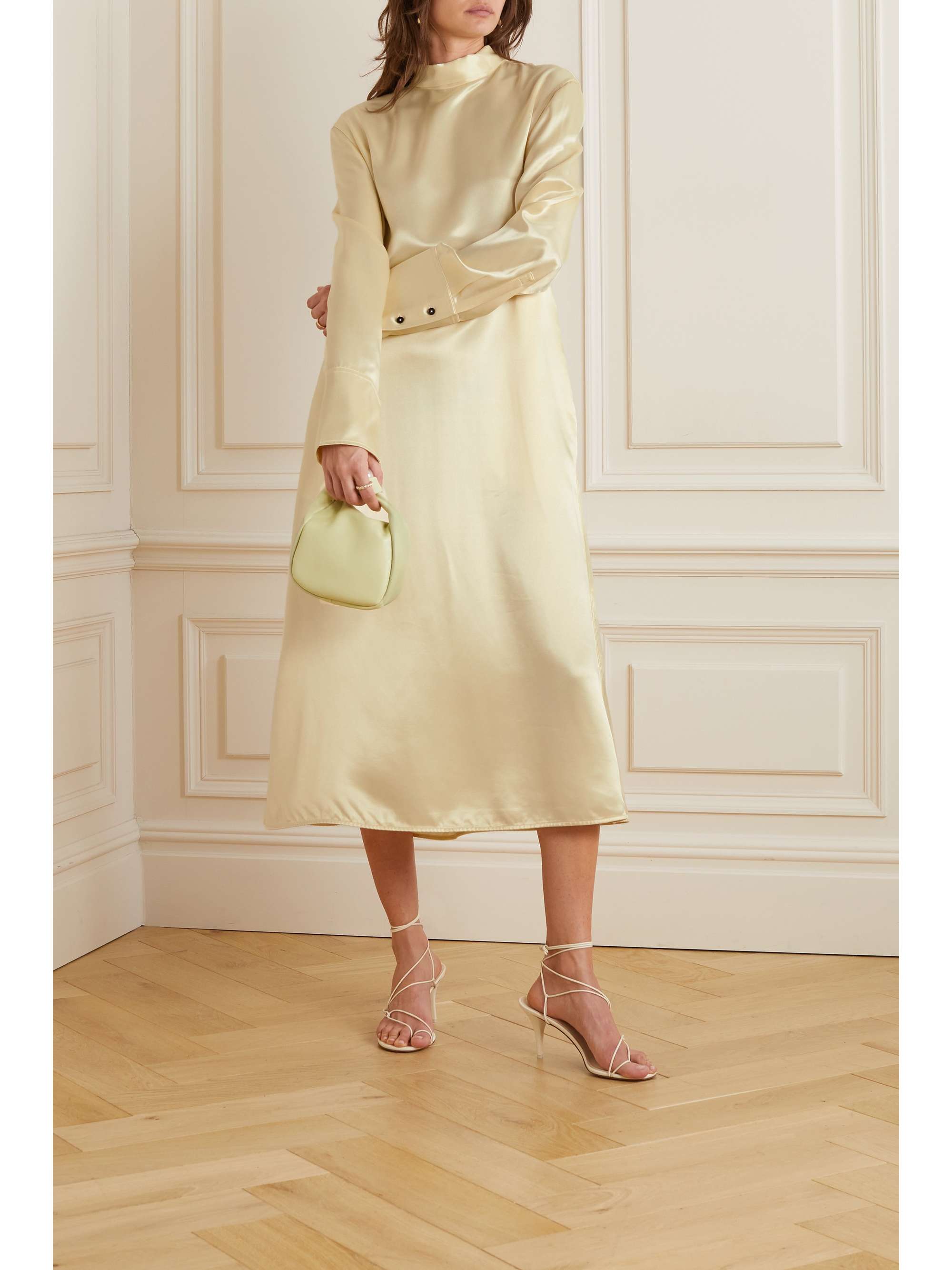 JIL SANDER Tie-neck satin midi dress