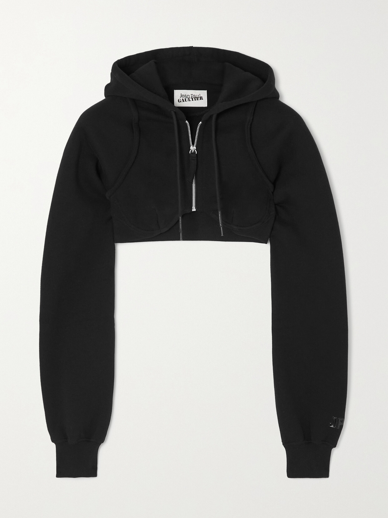 Jean Paul Gaultier - Cropped Cotton-jersey Hoodie - Black