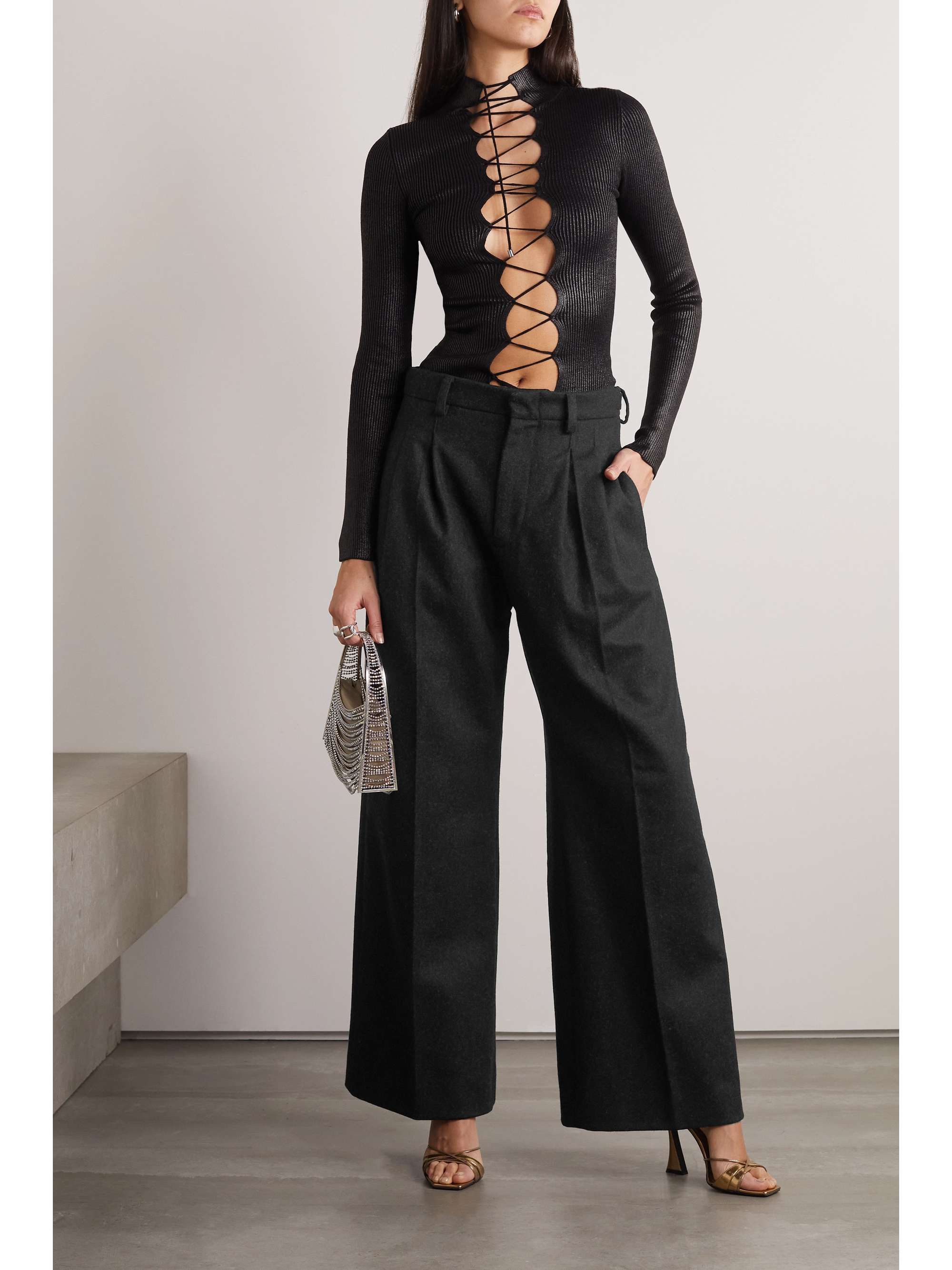 JEAN PAUL GAULTIER Pleated wool-blend straight-leg pants | NET-A