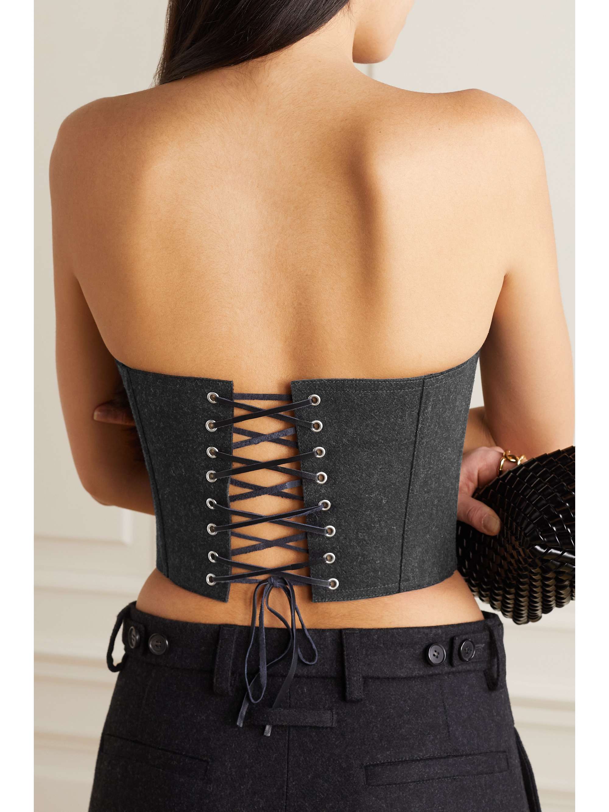 JEAN PAUL GAULTIER Cutout wool-blend felt bustier top