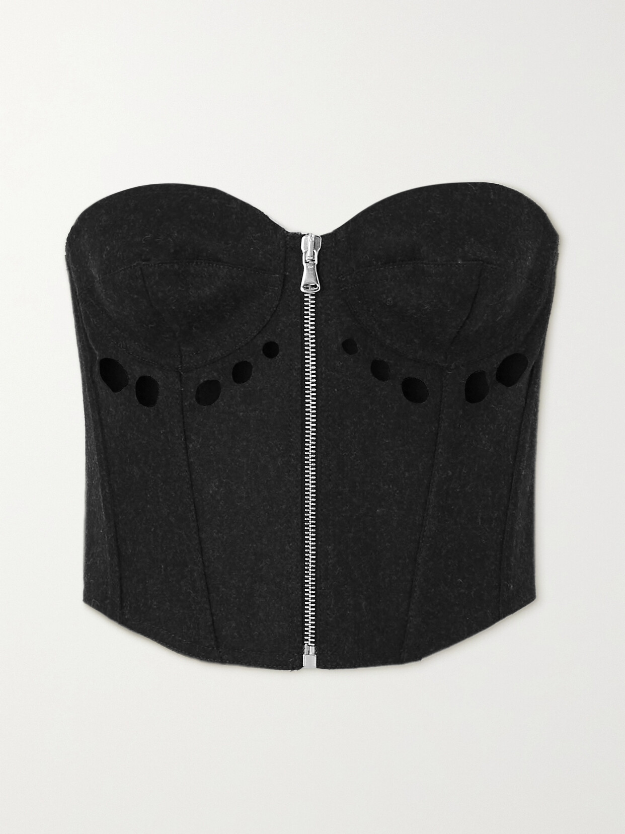 JEAN PAUL GAULTIER CUTOUT WOOL-BLEND FELT BUSTIER TOP