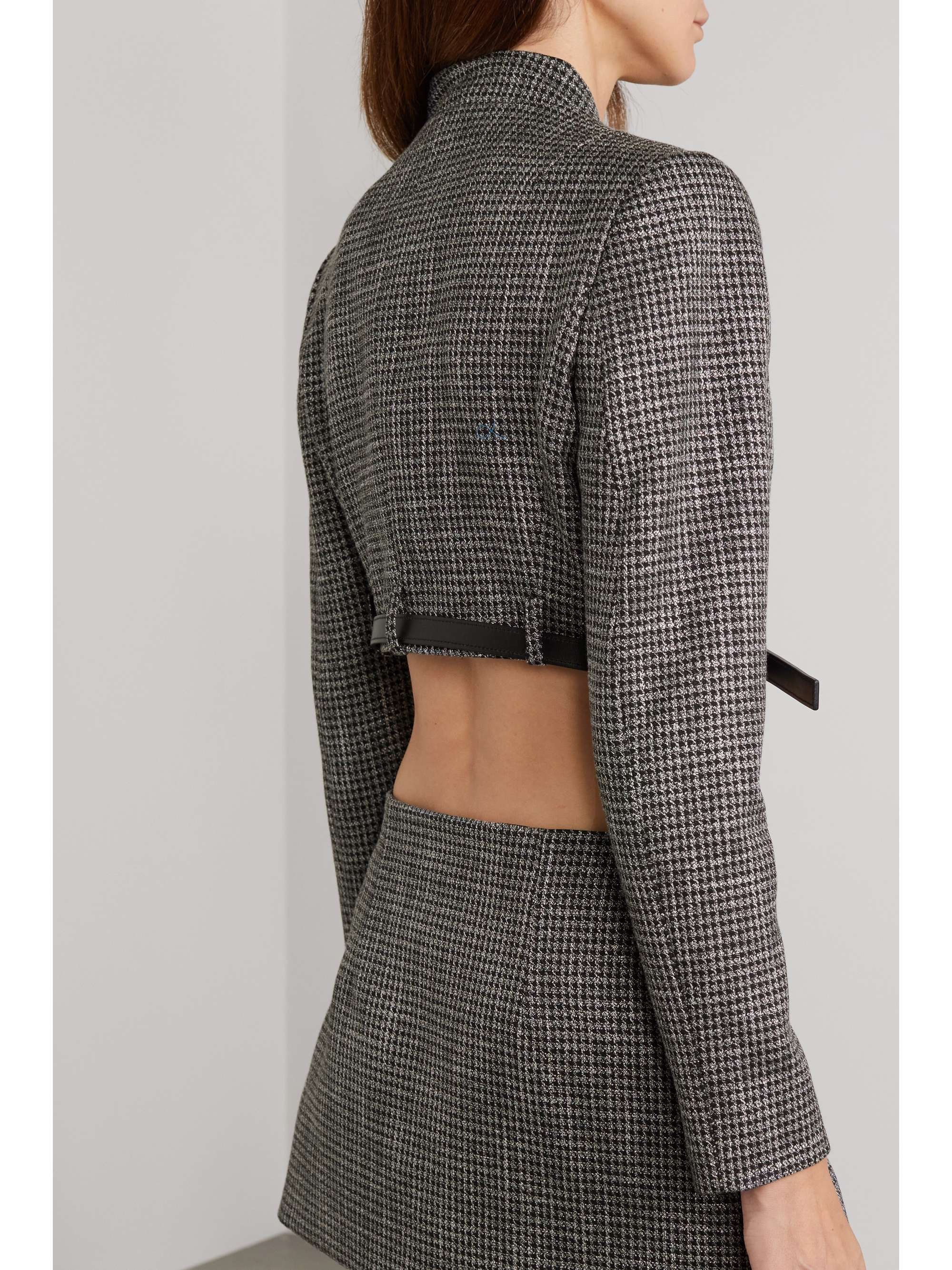 COPERNI Belted cropped checked metallic tweed jacket