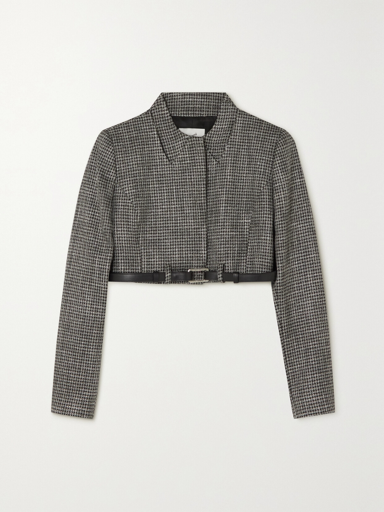 Coperni - Belted Cropped Checked Metallic Tweed Jacket - Silver