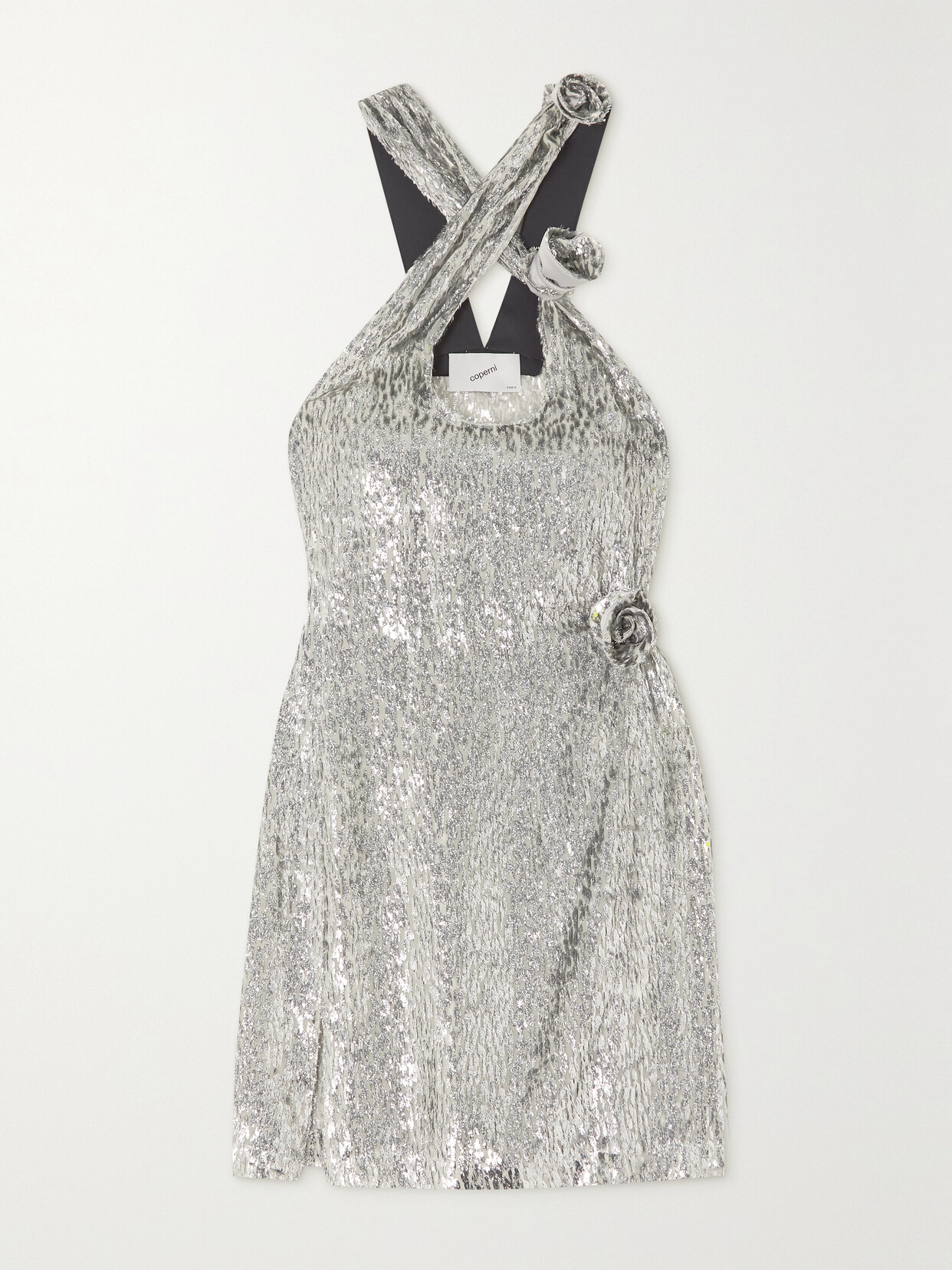 Coperni - Appliquéd Metallic Fil Coupé Voile Mini Dress - Silver