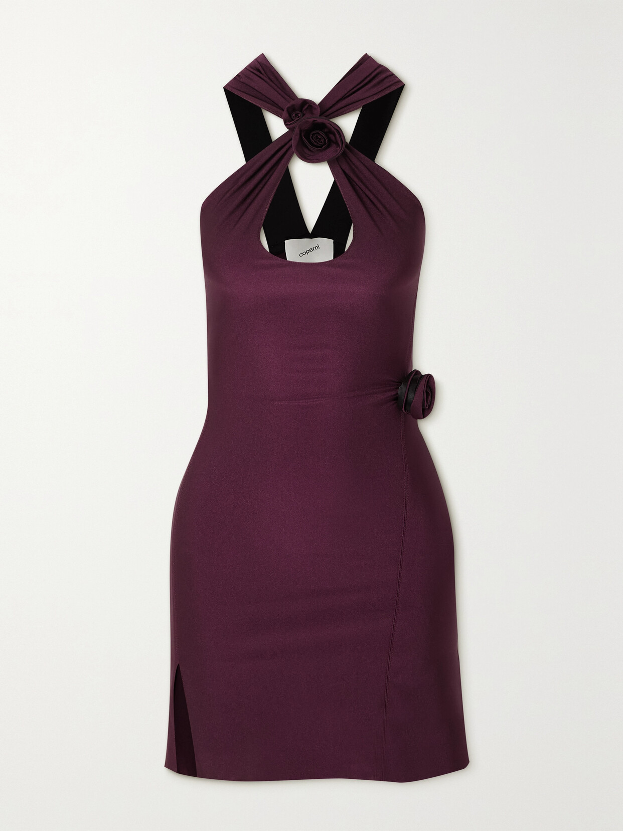 Coperni - Appliquéd Stretch-satin Mini Dress - Purple