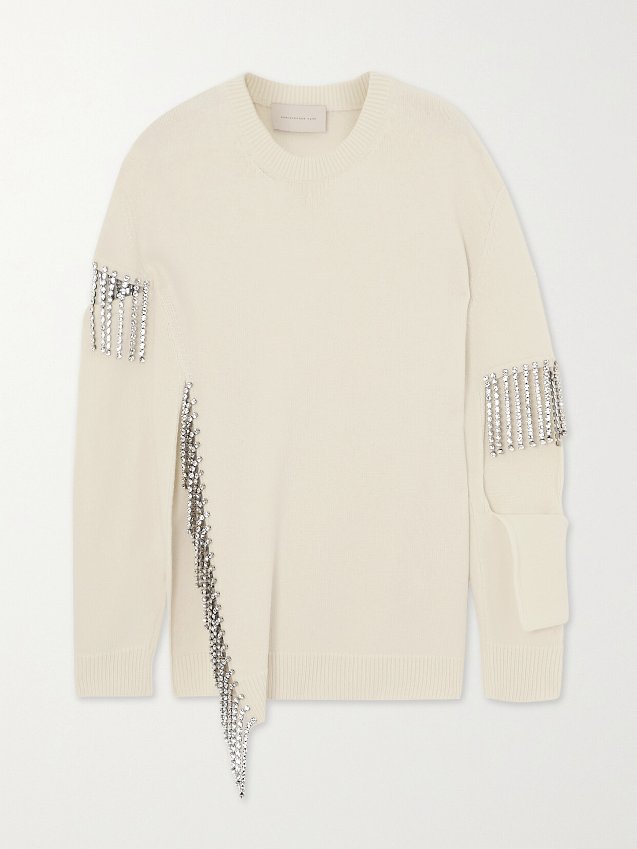 Christopher Kane - Crystal-embellished Cutout Wool Sweater - White