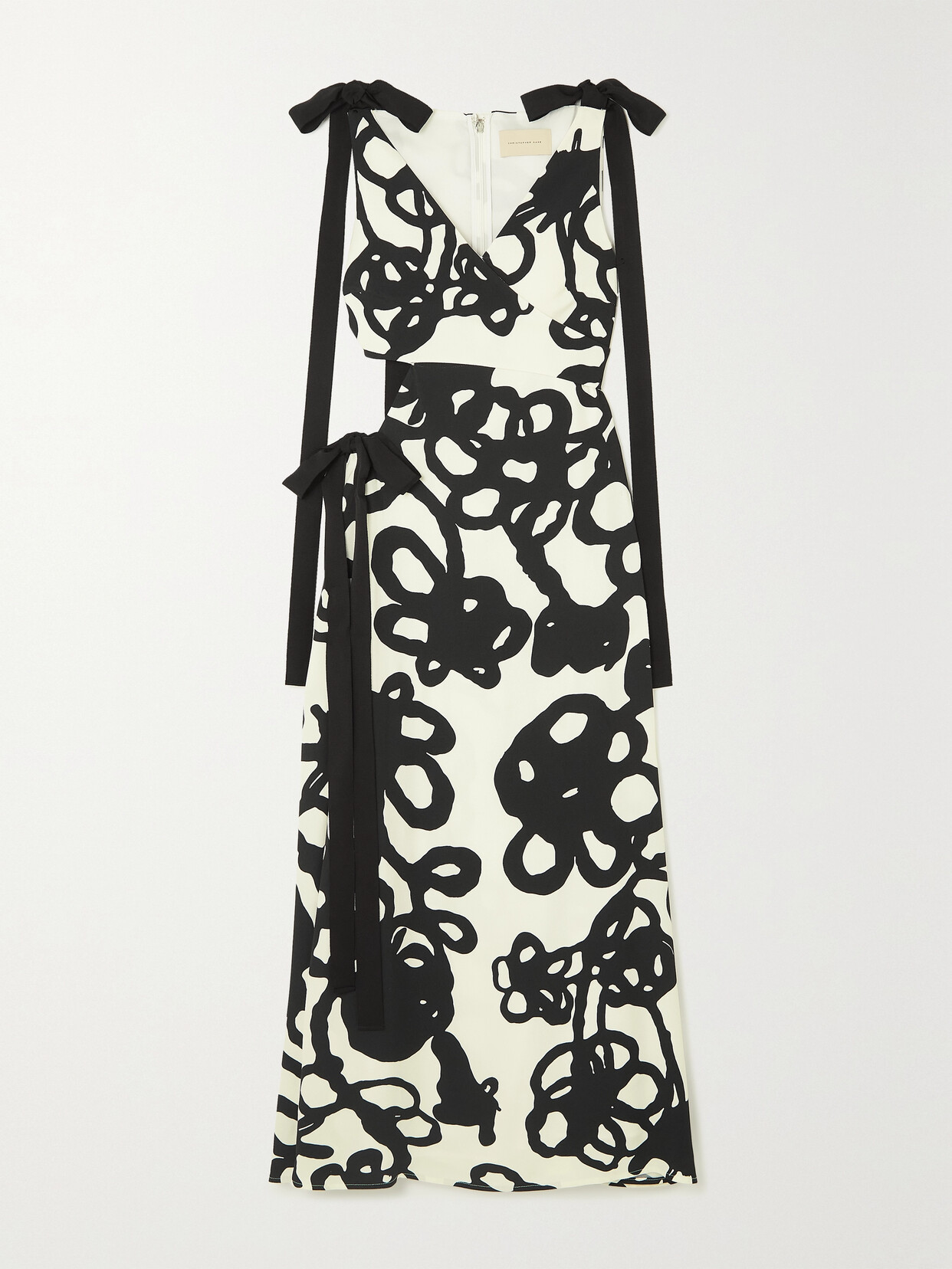 Christopher Kane - Ivy Tie-detailed Cutout Floral-print Crepe Midi Dress - White