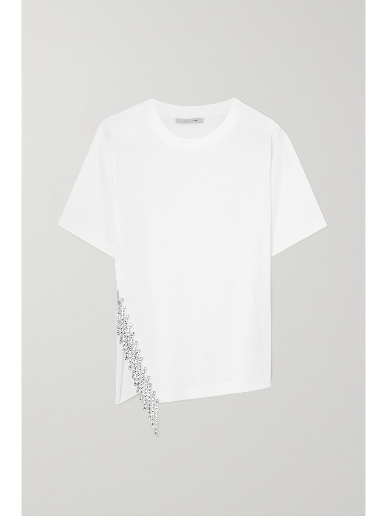 Christopher Kane - Crystal-embellished Cutout Cotton-jersey T-shirt - White