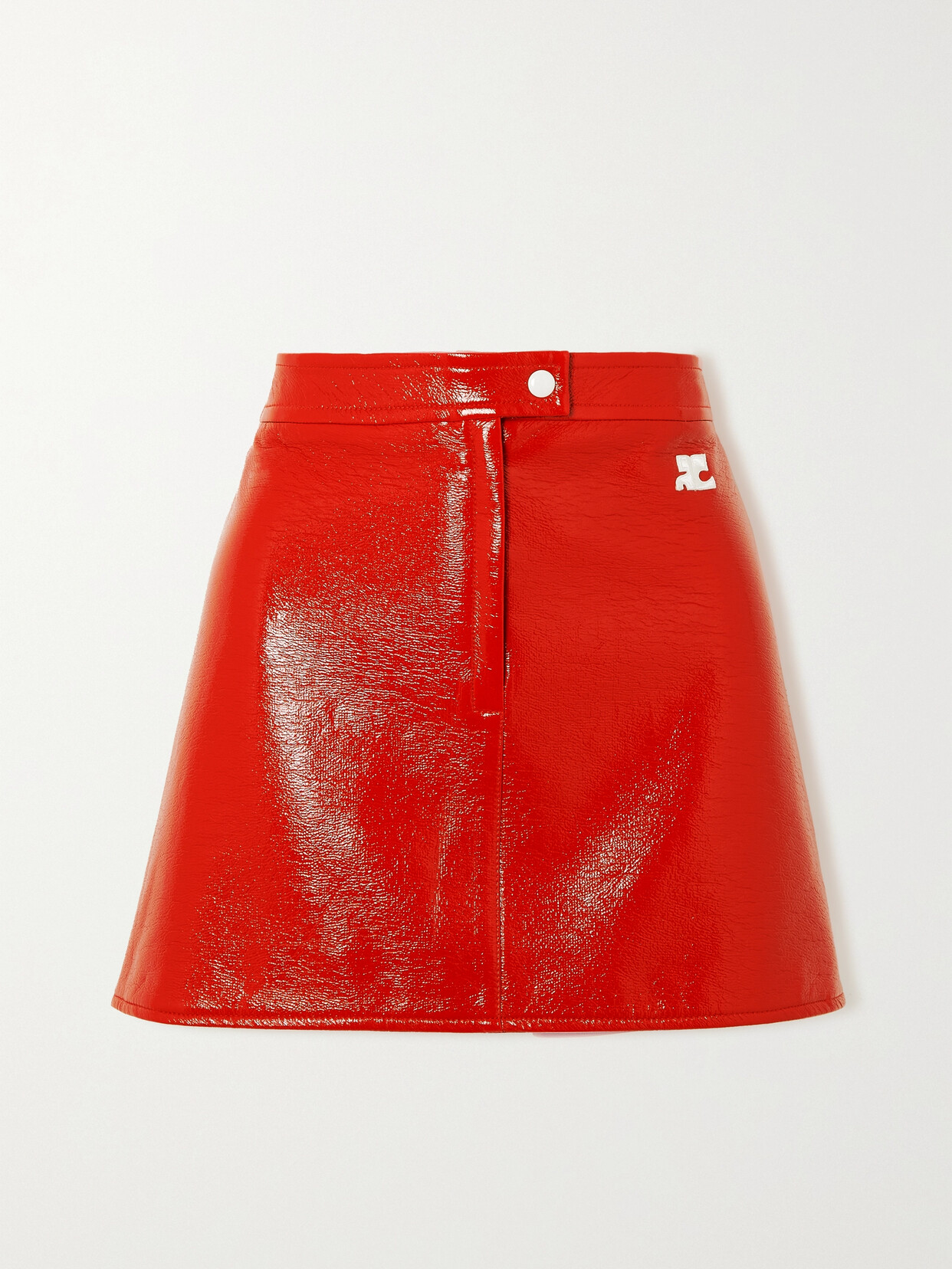 COURREGES - Appliquéd Cotton-blend Vinyl Mini Skirt - Red